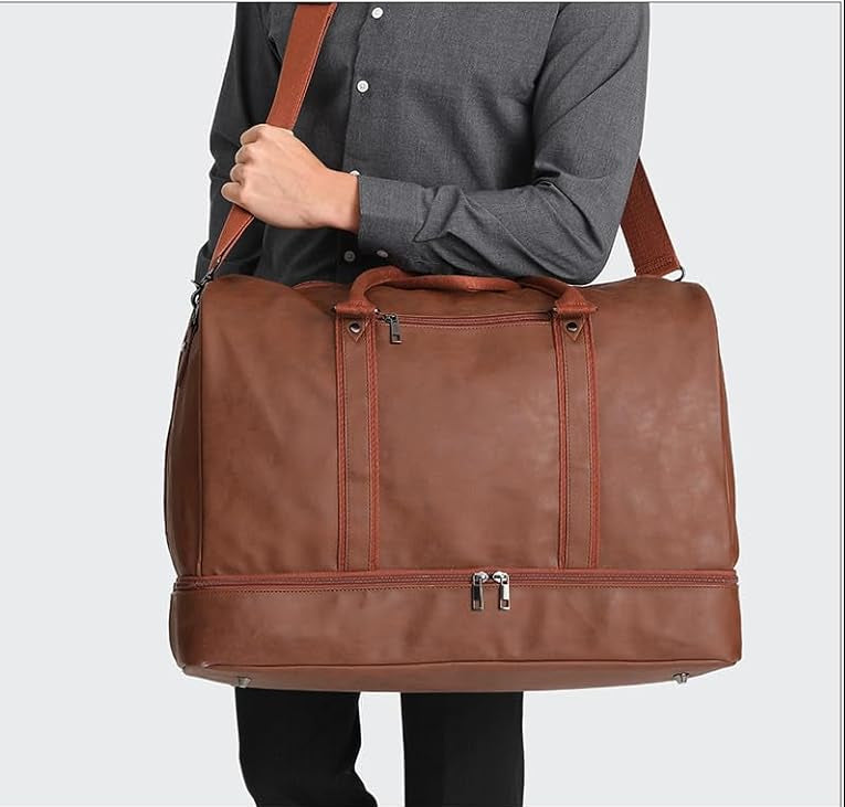 Dluxe Ave. Travel Tote Bag with Shoe Compartment/ Brown