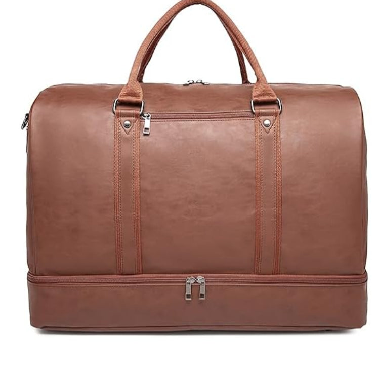 Dluxe Ave. Travel Tote Bag with Shoe Compartment/ Brown