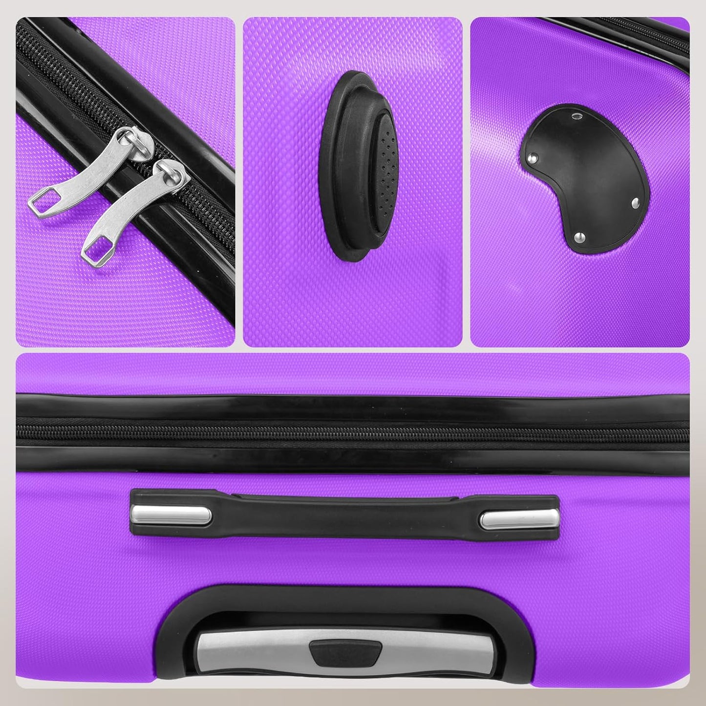Dluxe Ave. Luggage Set 3 Pcs Sets/ TSA Lock/4 Spinner Wheels/ ABS Hardside/ (Light Purple) 20" 24" 28"
