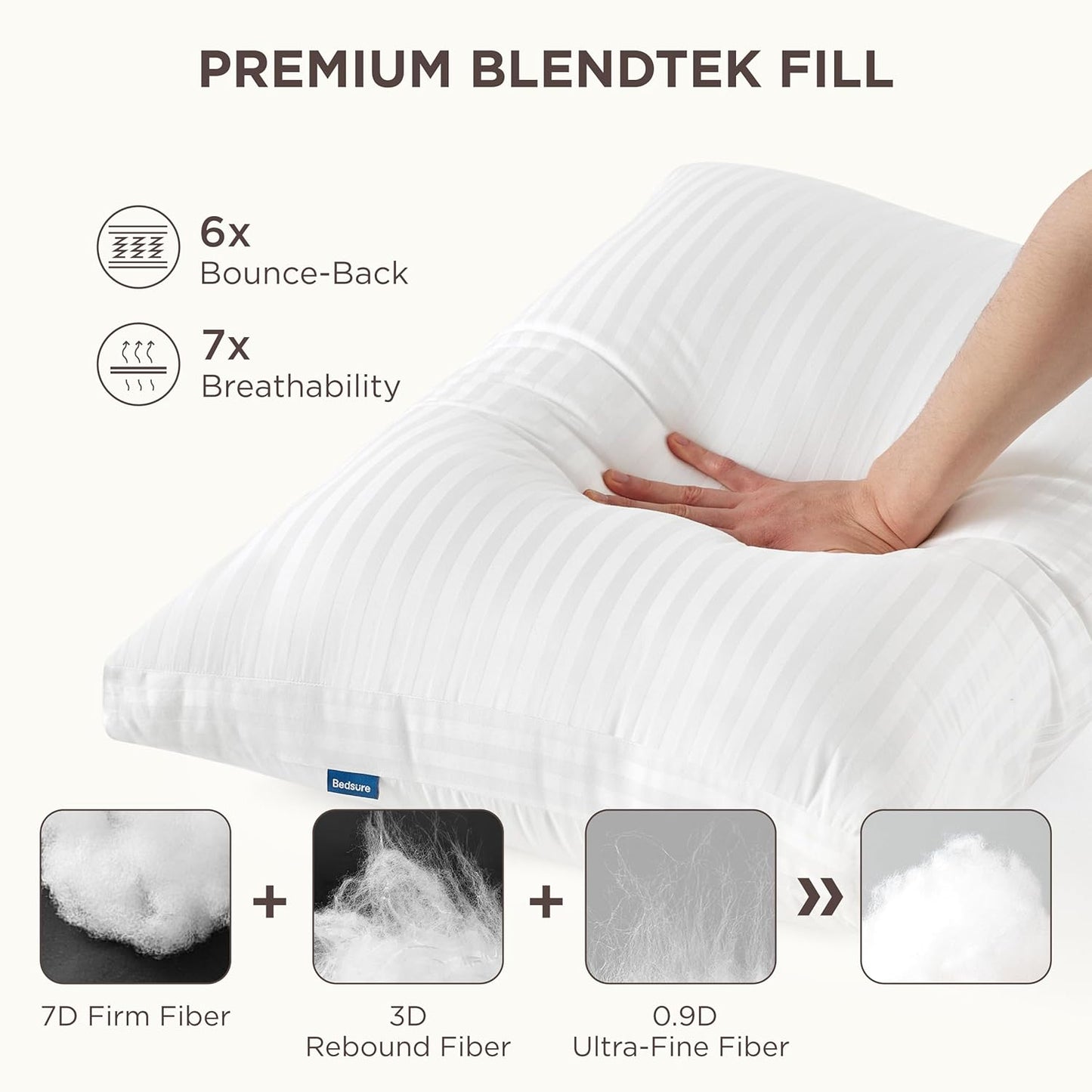 Dluxe Ave. ( QUEEN ) Fluffy Adjustable Layer Bed Pillows, Set of 2, { SOFT/ FIRM } Luxury Hotel Collection