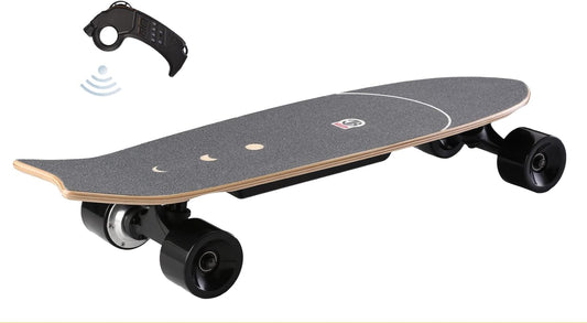 Dluxe Ave. Electric Skateboard with Remote350W Hub-Motor7 Lays Maple12.4 MPH Top Speed5 Miles Range4 Speeds Adjustment
