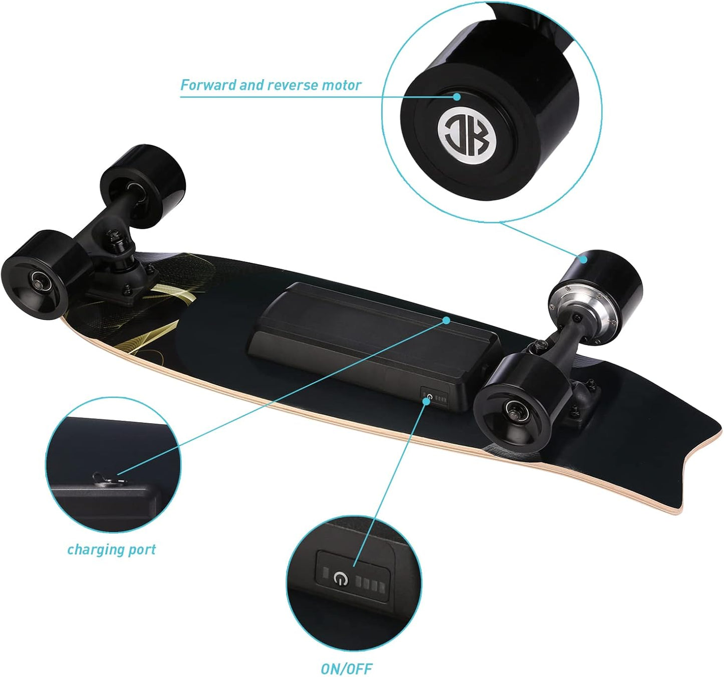 Dluxe Ave. Electric Skateboard with Remote350W Hub-Motor7/ Lays Maple12.4 MPH Top Speed5 Miles Range