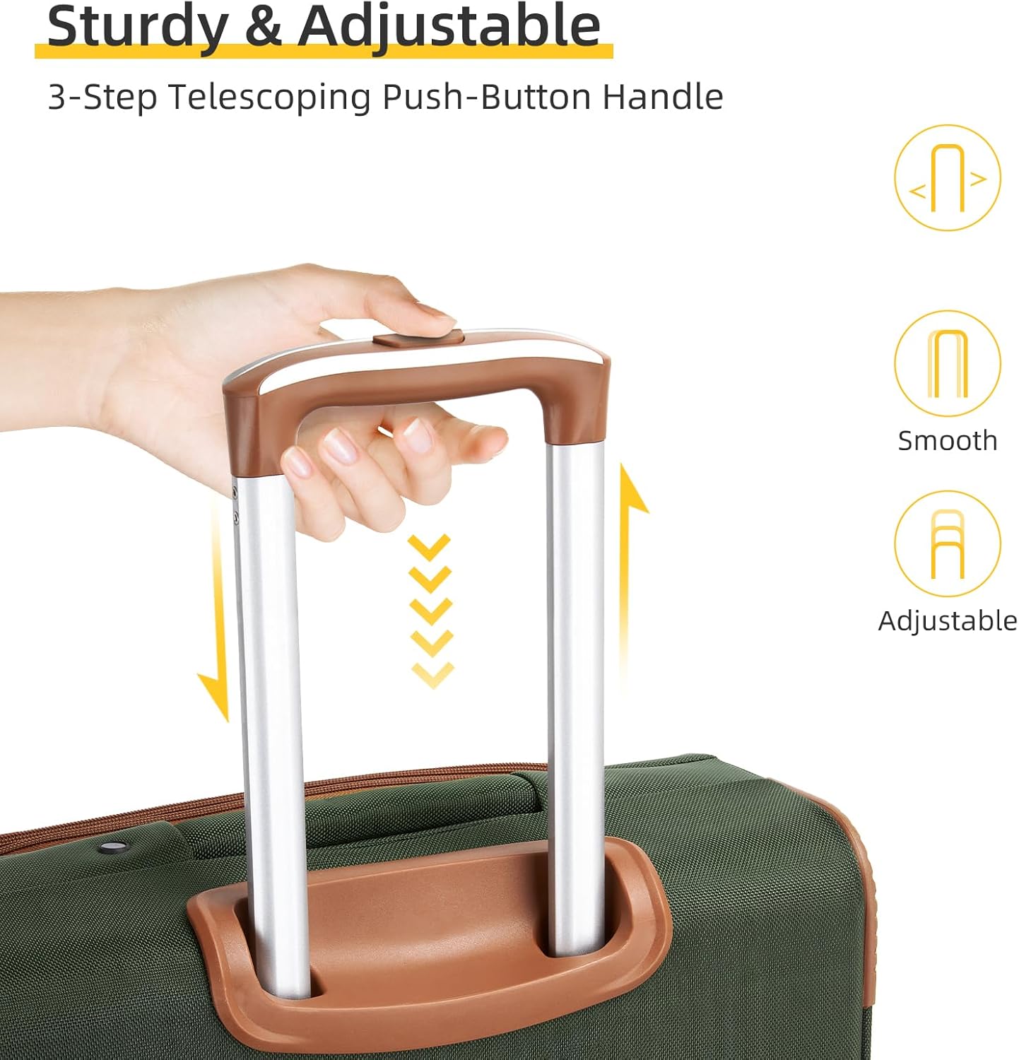 Dluxe Ave. 5 Piece Soft side Expandable Suitcases Set with Spinner Wheels/ TSA Lock/(Green Brown)