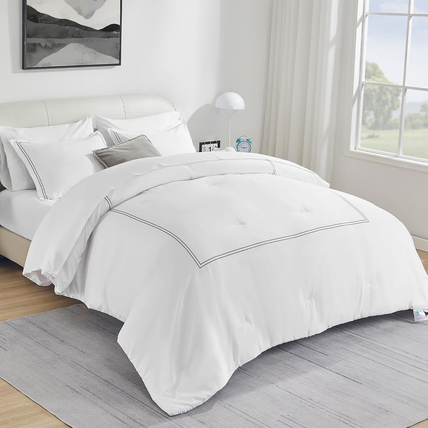 Dluxe Ave. ( FULL )3 Pcs Comforter Set, Duvet Insert Down Alternative /Grey