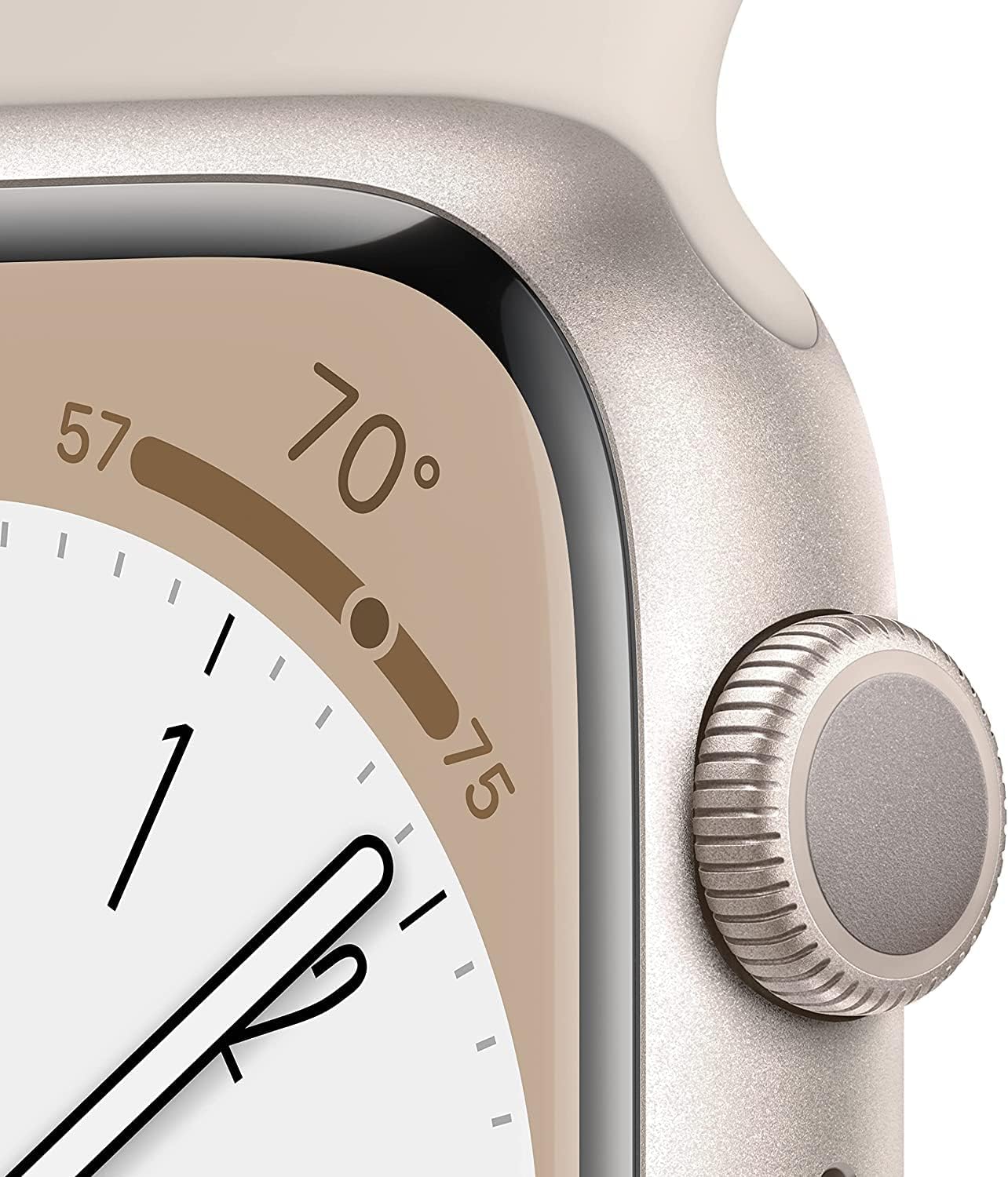 Dluxe Ave. Apple Watch Series 8 (GPS 45mm) - Starlight Aluminum Case with with Starlight Sport Band S/M (Renewed)