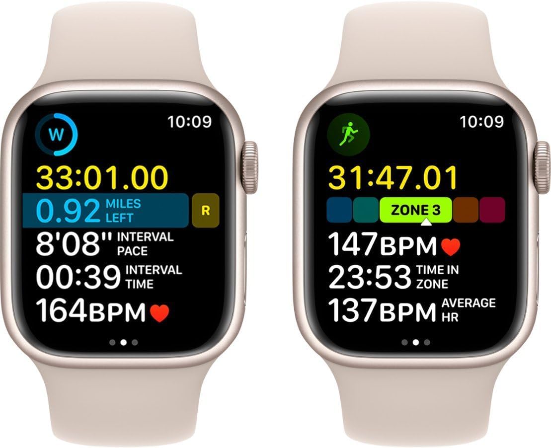 Dluxe Ave. Apple Watch Series 8 (GPS 45mm) - Starlight Aluminum Case with with Starlight Sport Band S/M (Renewed)