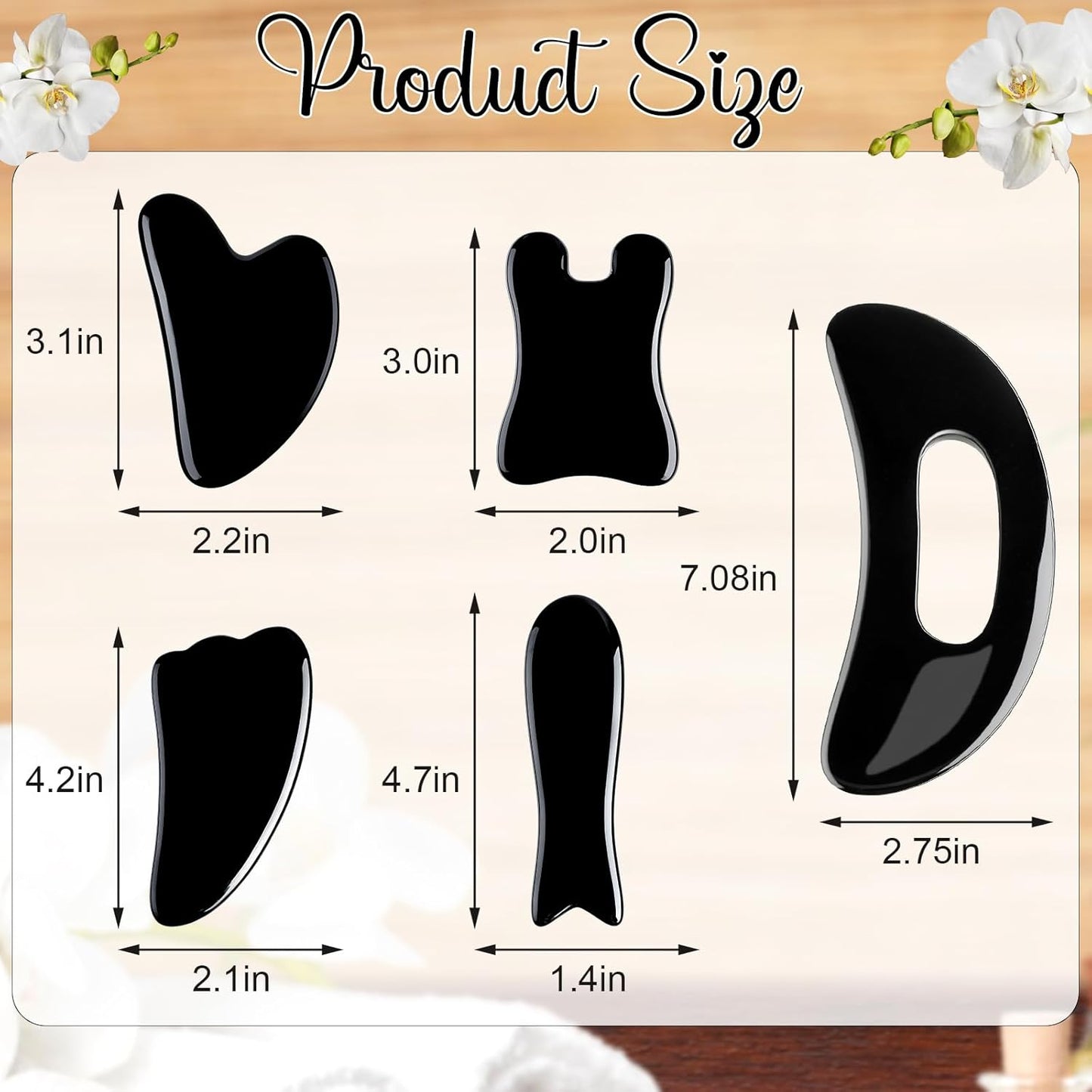 Dluxe Ave. Treela 5 Pcs Gua Sha Massage Facial Tool Set and 1 Pcs Body Gua Sha Massage Tool with Handle Guasha Massager Kit  (BlackJade Resin)