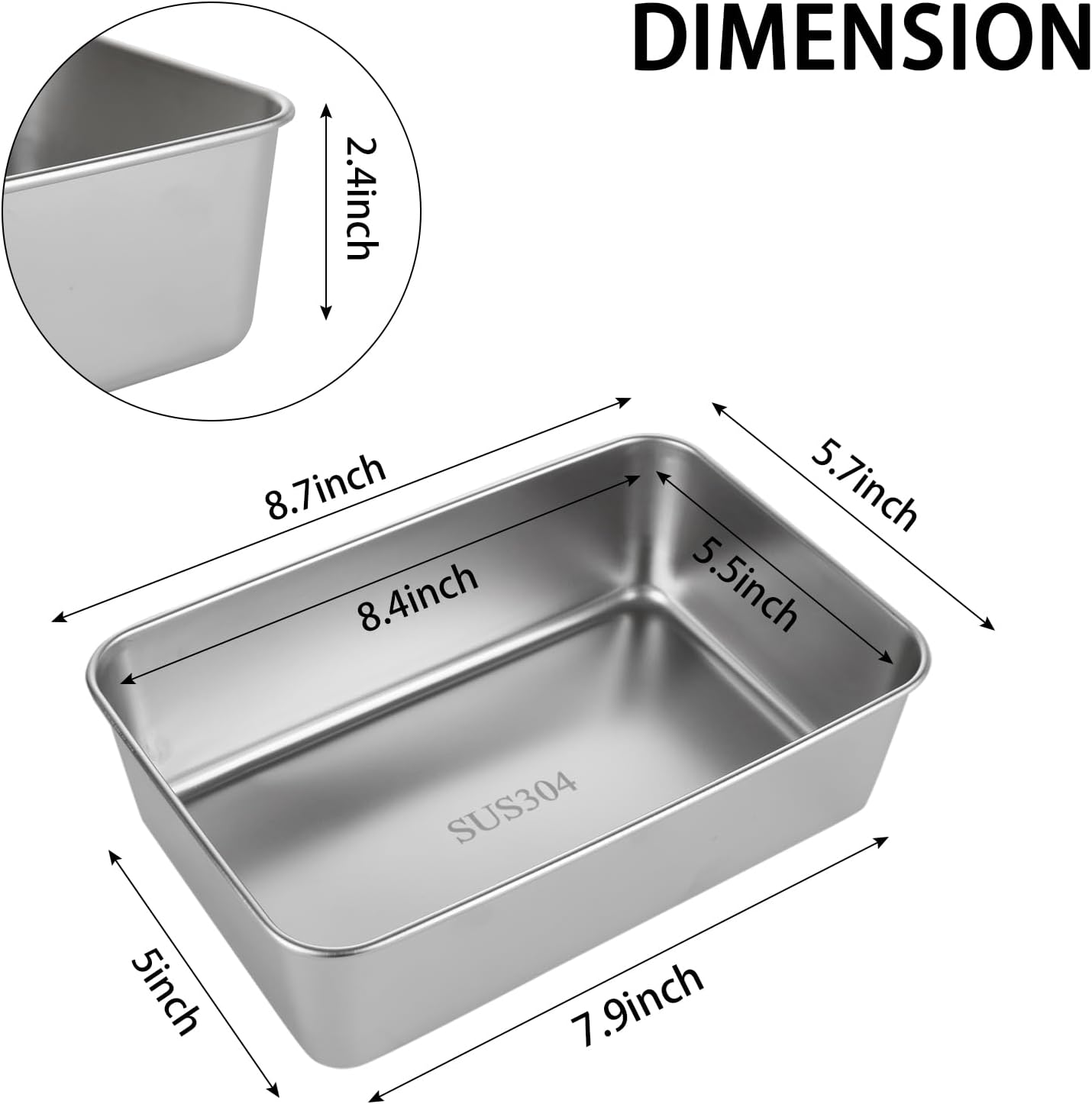 Dluxe Ave.  Stainless Steel Bread & Loaf Pan/ 6PCS
