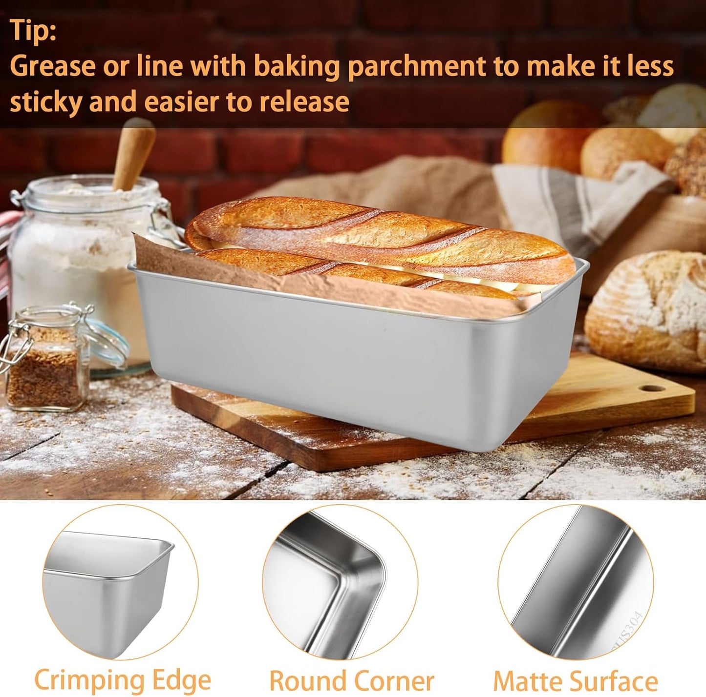 Dluxe Ave.  Stainless Steel Bread & Loaf Pan/ 6PCS