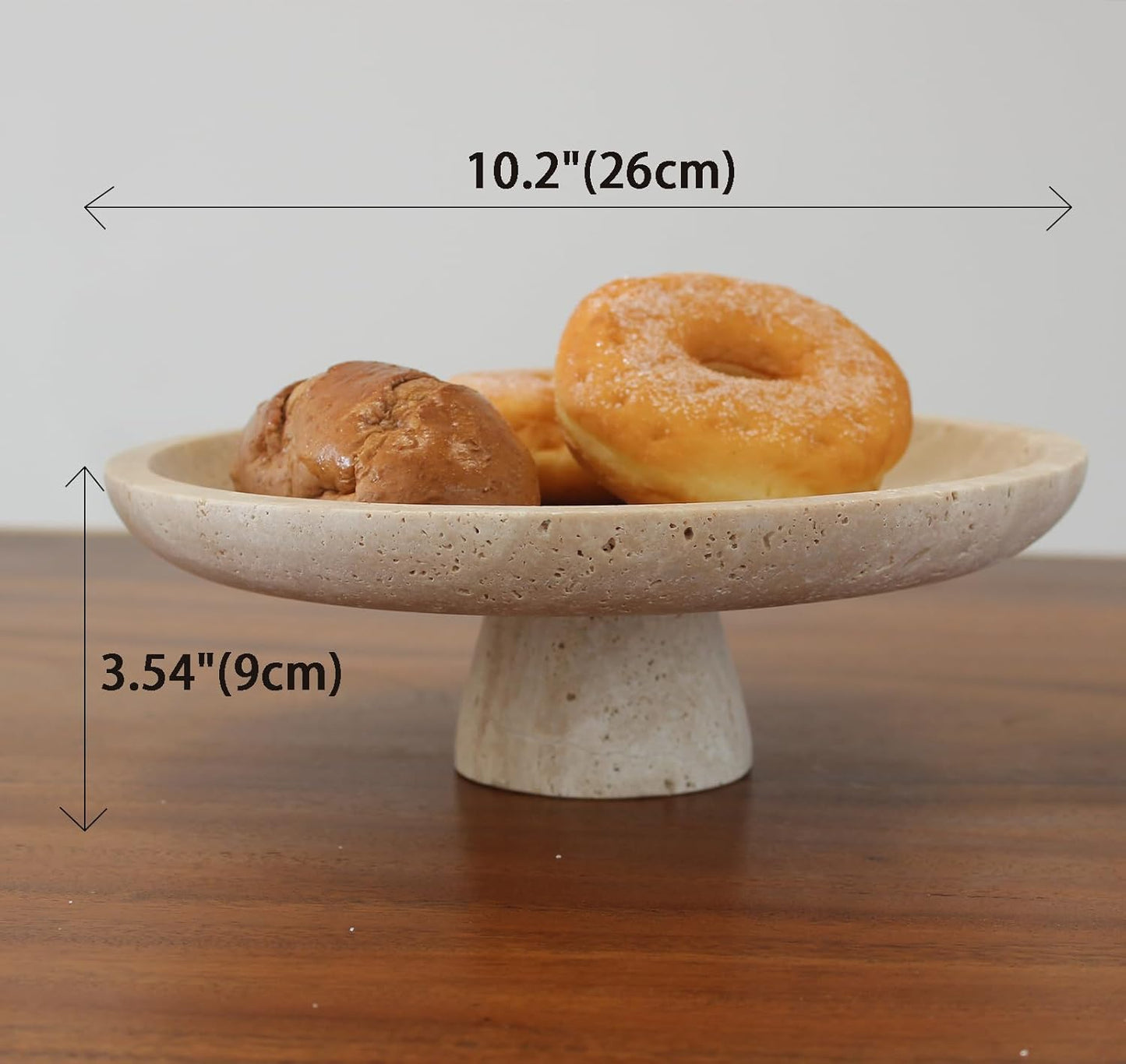 Dluxe Ave. Natural Travertine Fruit Bowl for Kitchen Counter 10.2" Large  Bowl Pedestal