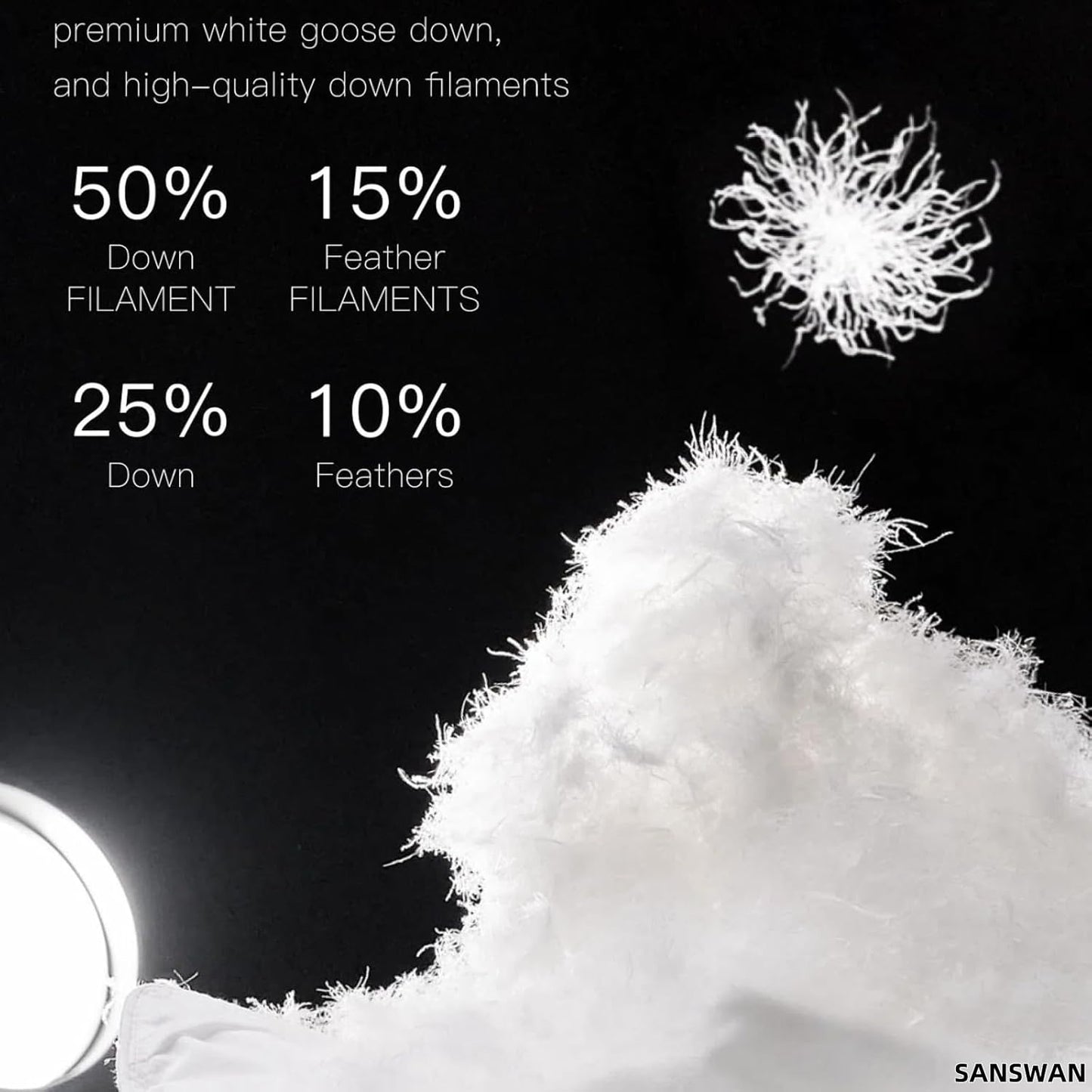Dluxe Ave. ( KING) Luxury Goose Down Comforter for All Season/ Fluffy Duvet Insert 56oz Medium Weight/ White