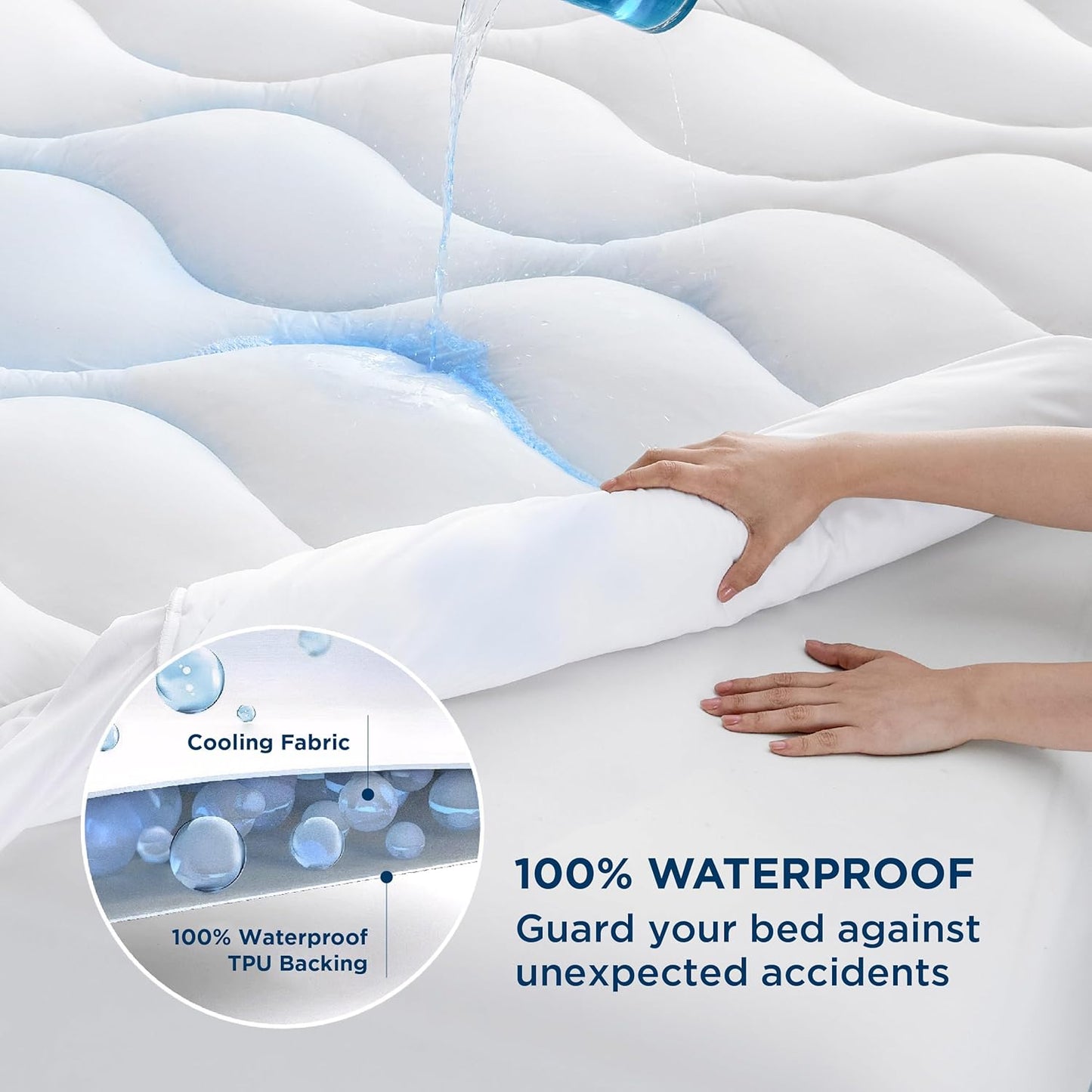 Dluxe Ave. ( KING )Waterproof Mattress Protector { SOFT }  Cooling Mattress Topper, White