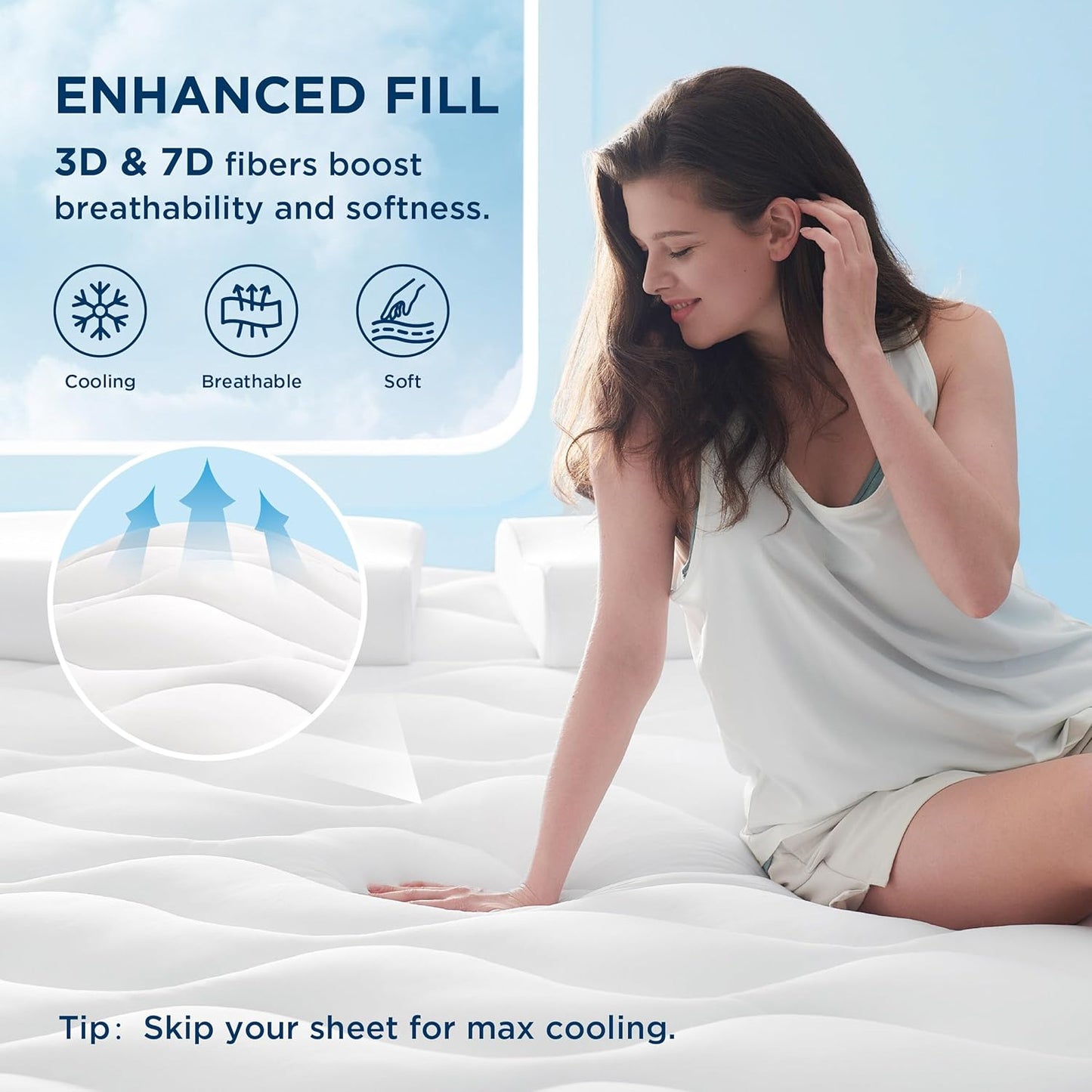 Dluxe Ave. ( KING )Waterproof Mattress Protector { SOFT }  Cooling Mattress Topper, White