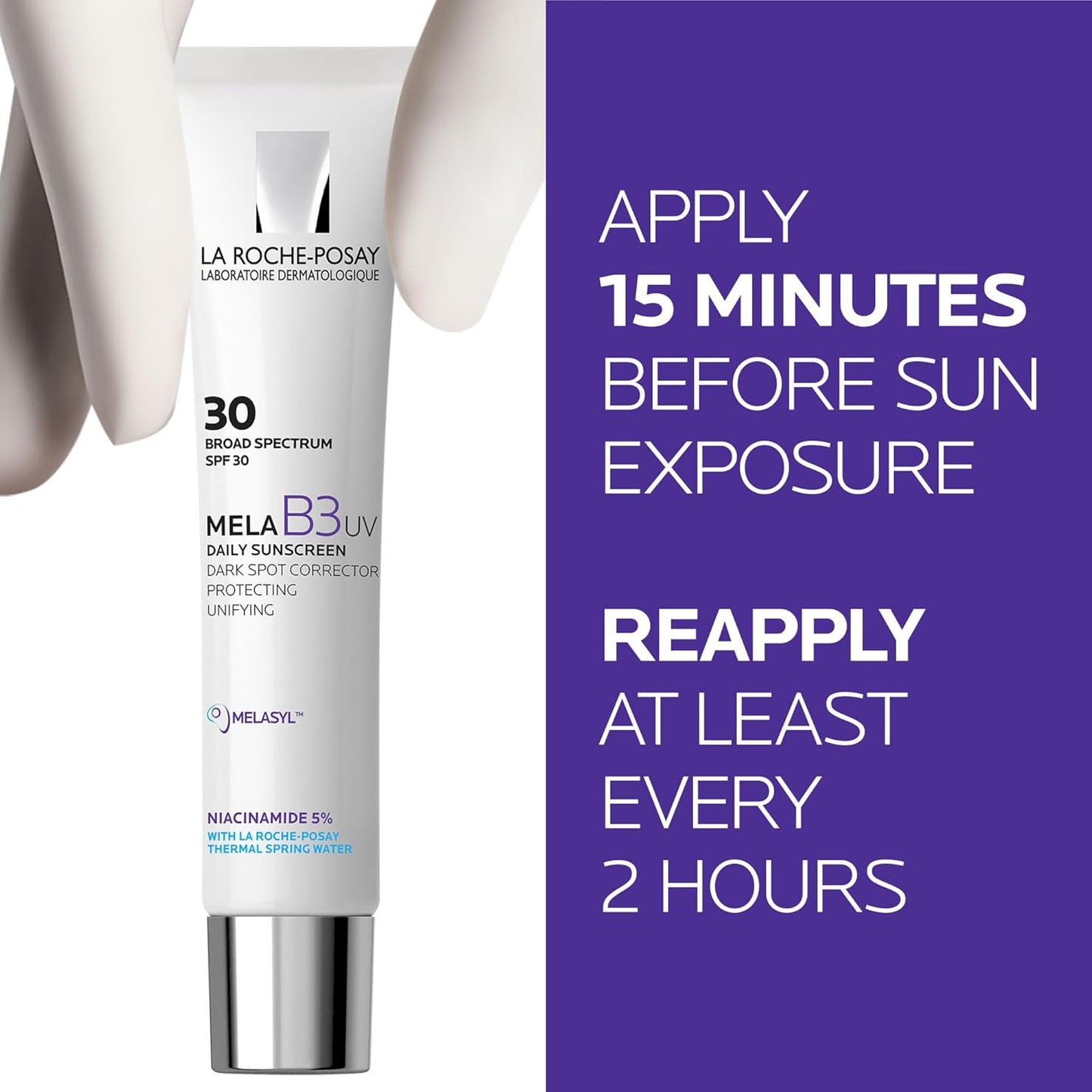 Dluxe Ave. La Roche-Posay Mela B3 UV Daily Sunscreen | Face Moisturizer With SPF 30 + Anti-Aging Melasyl + 5% Niacinamide | Helps Correct & Protect From Sun Damage | Face Sunscreen With No White Cast | 40ML