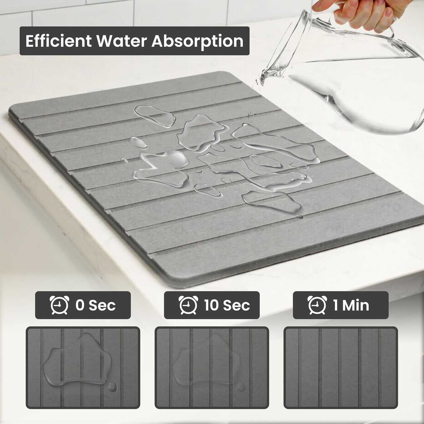 Dluxe Ave. Stone Drying Mat for Kitchen Counter/ Dark Gray
