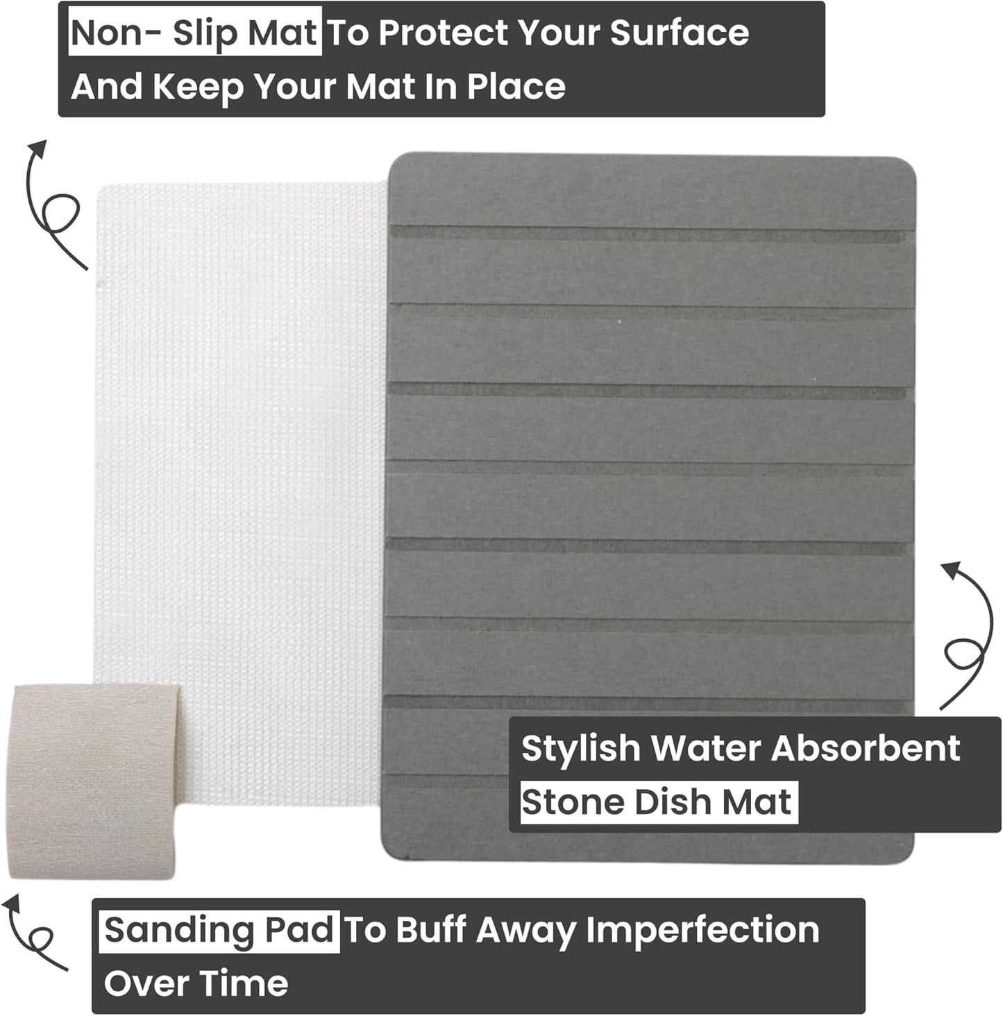Dluxe Ave. Stone Drying Mat for Kitchen Counter/ Dark Gray