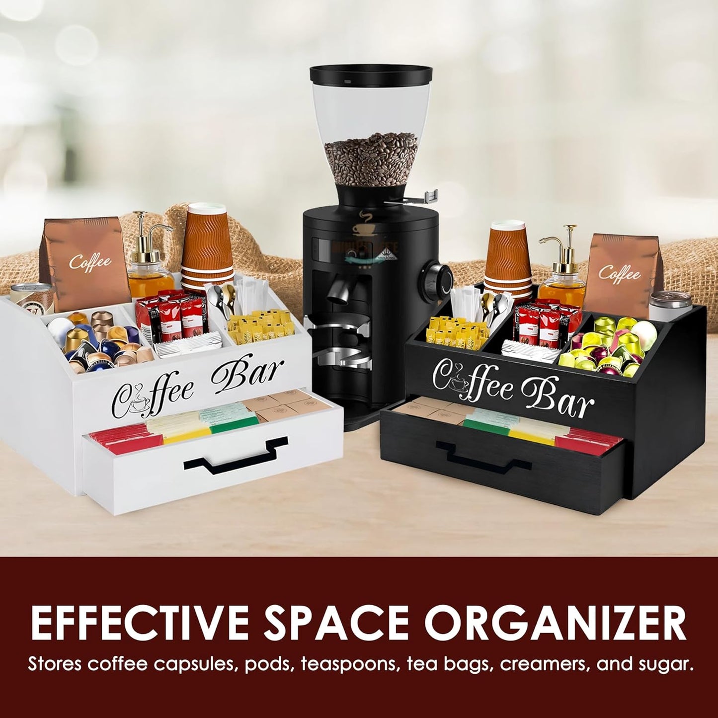 Dluxe Ave Coffee Station Organizer/ Black 8.3"x12.6"x11.8"