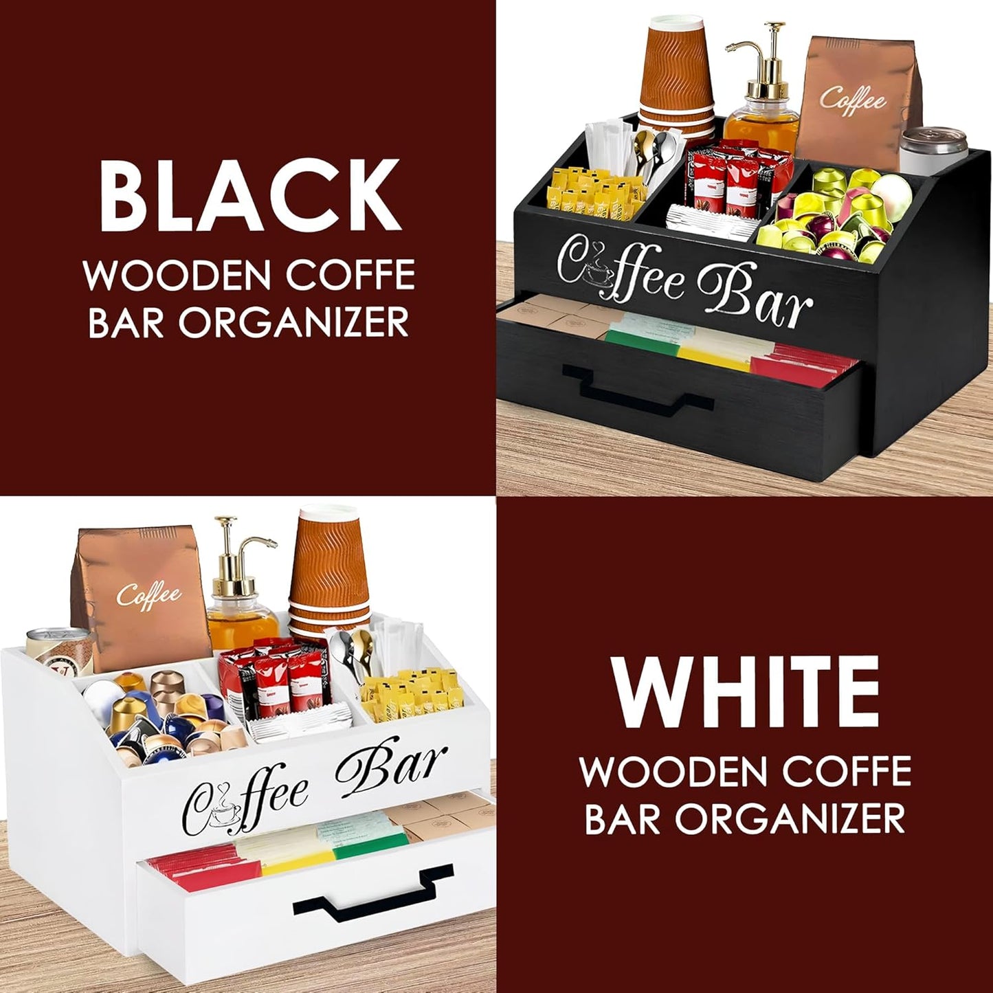 Dluxe Ave Coffee Station Organizer/ Black 8.3"x12.6"x11.8"