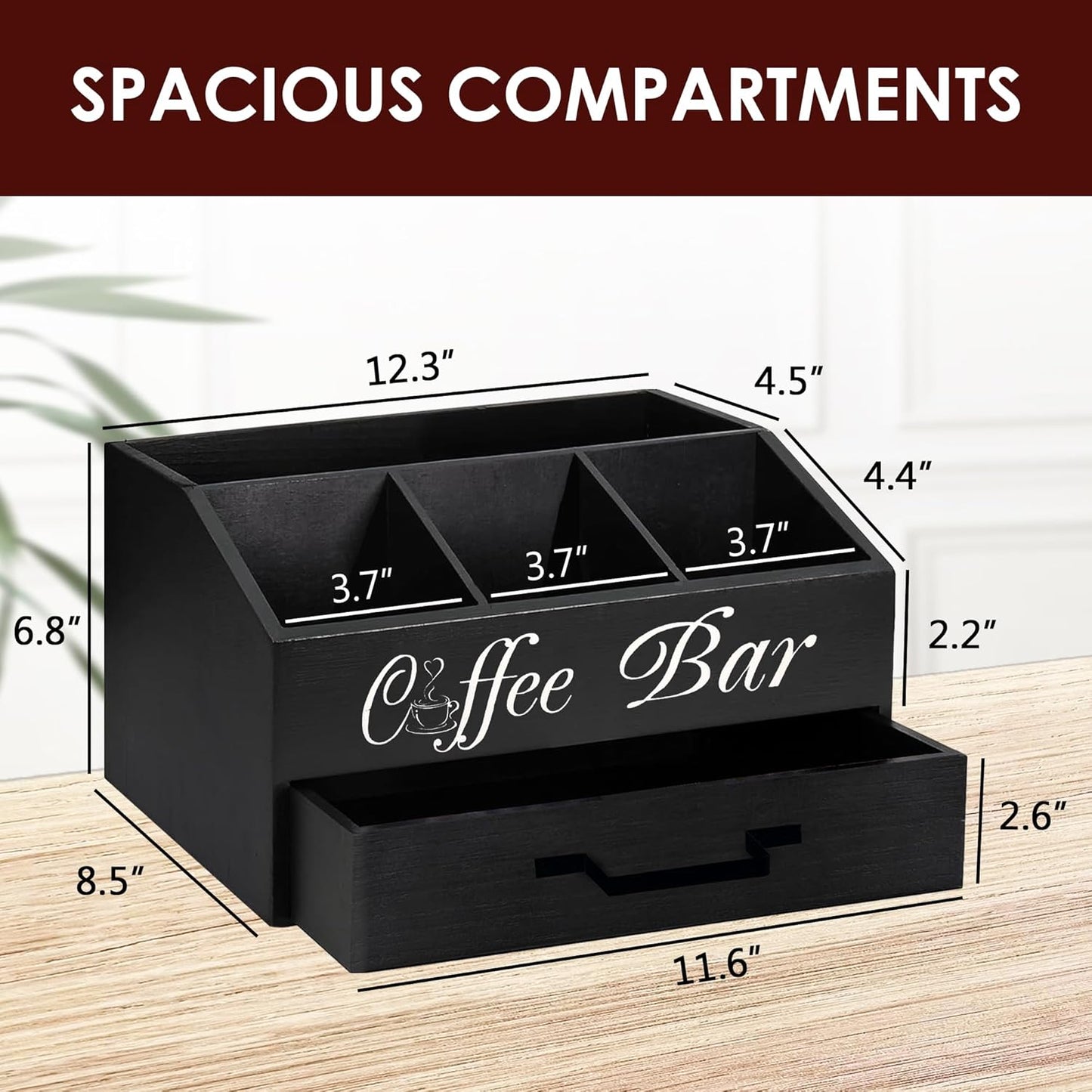 Dluxe Ave Coffee Station Organizer/ Black 8.3"x12.6"x11.8"