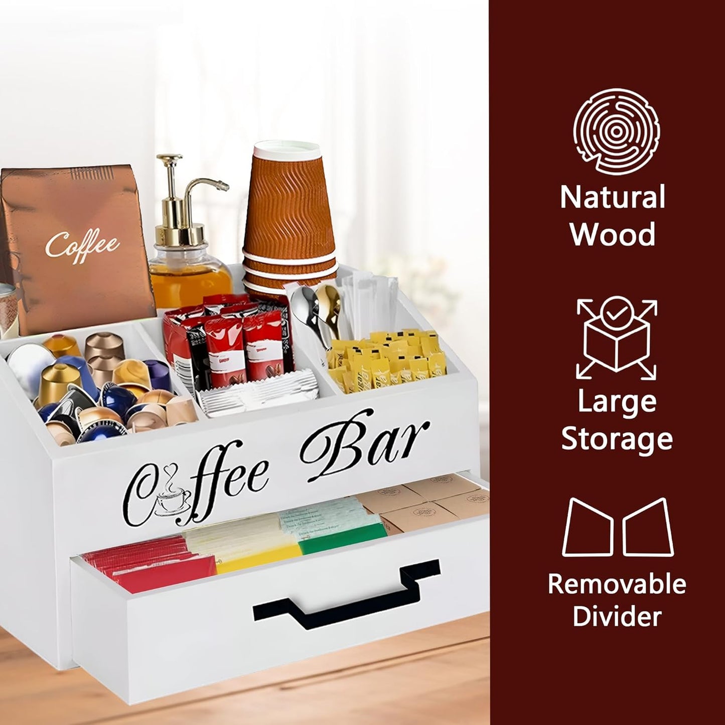 Dluxe Ave Coffee Station Organizer/ Black 8.3"x12.6"x11.8"