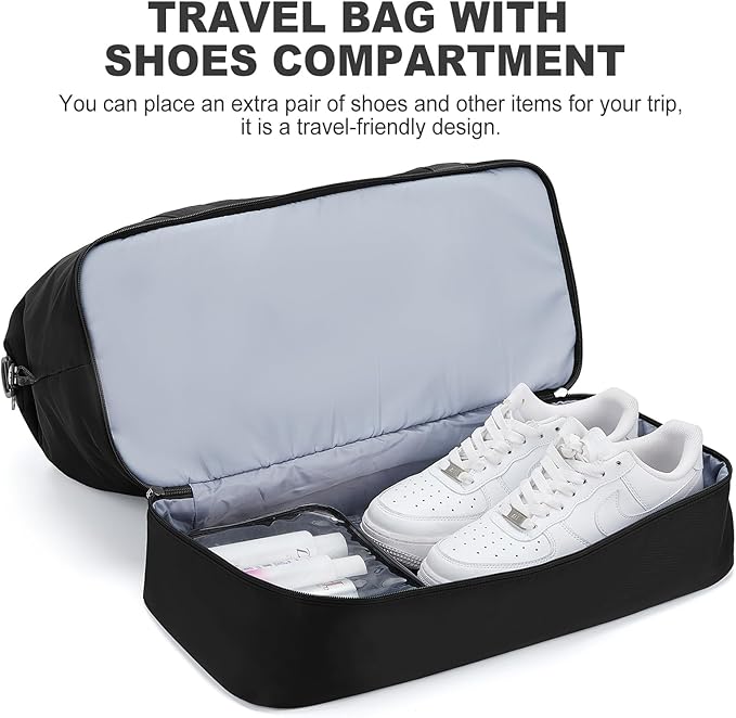 Dluxe Ave. Travel Duffel Bags with Shoe Compartment & Laptop/ Carry on/ Black