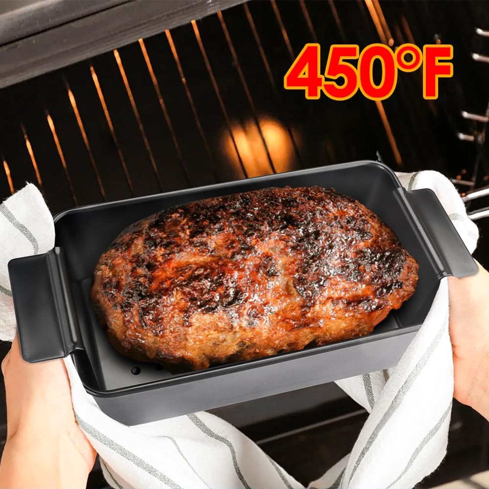 Dluxe Ave. Meatloaf Pan with Drain Tray/Nonstick/ 2-Piece Set (Black)