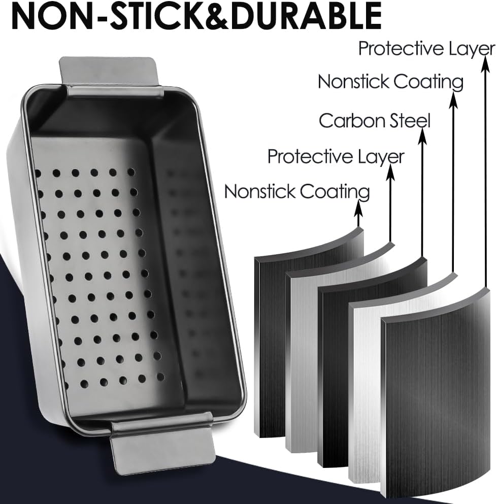 Dluxe Ave. Meatloaf Pan with Drain Tray/Nonstick/ 2-Piece Set (Black)