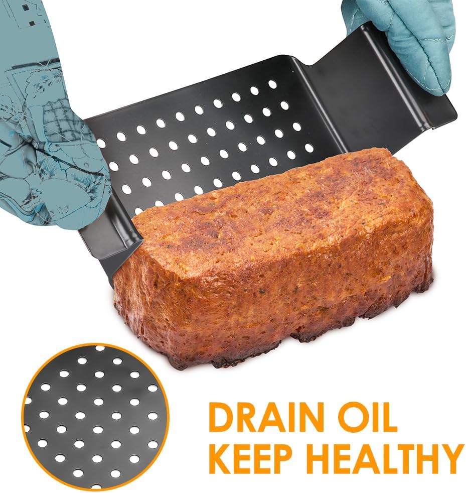 Dluxe Ave. Meatloaf Pan with Drain Tray/Nonstick/ 2-Piece Set (Black)