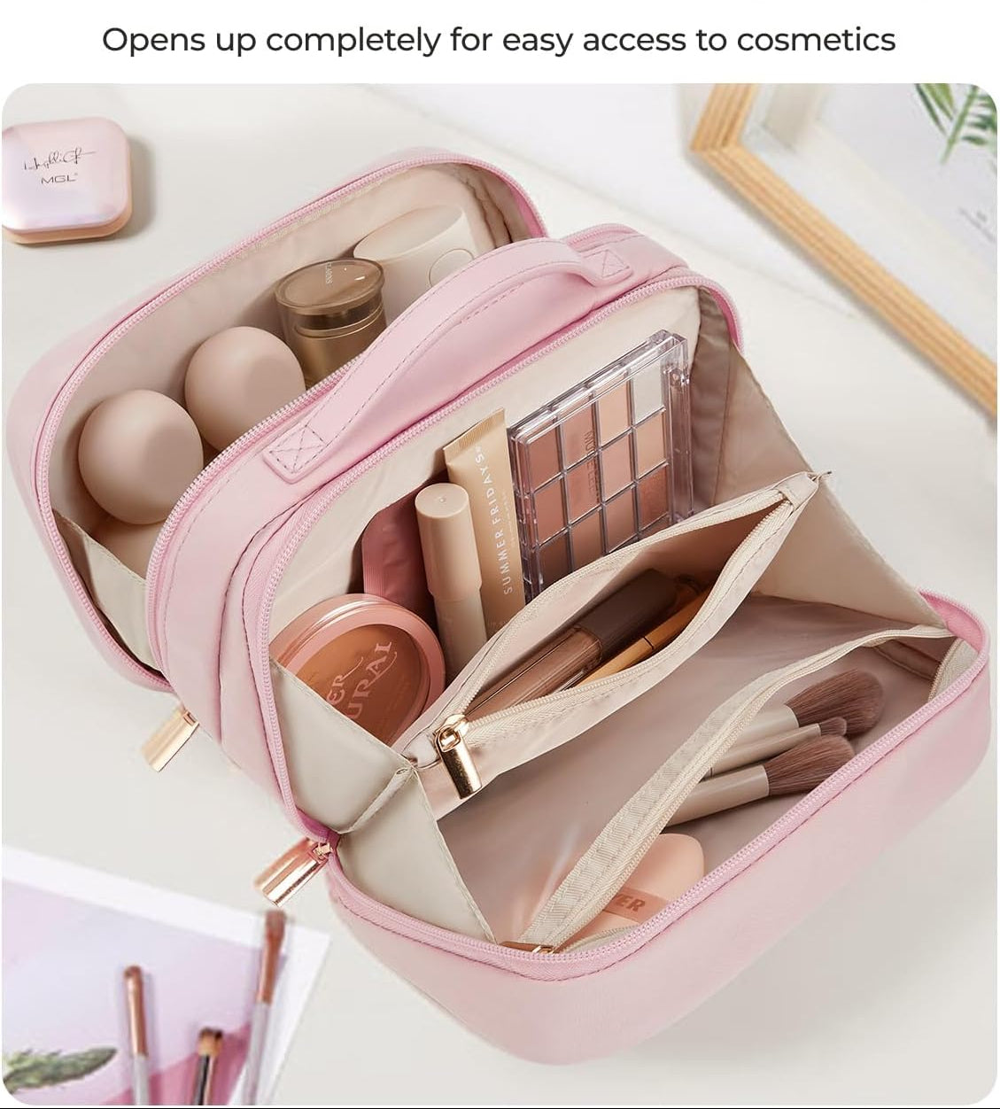 Dluxe Ave. Cosmetic Bag Organizer/ Travel Essentials/ Toiletries/ Pink