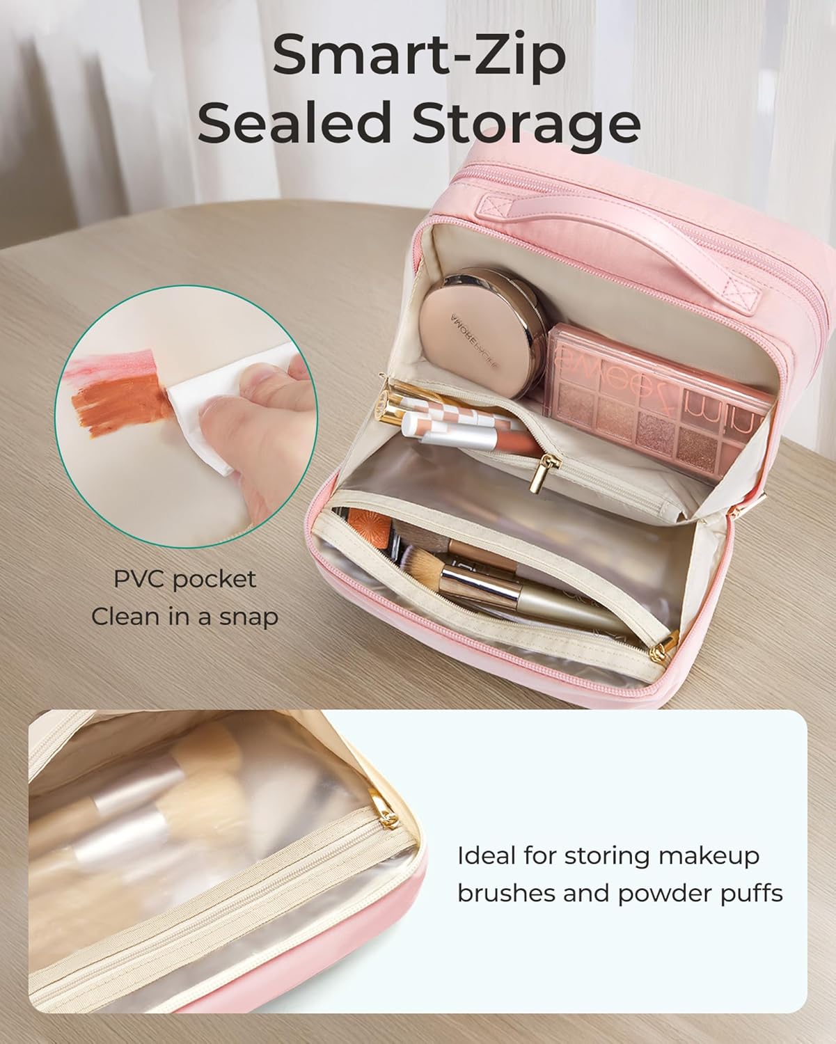 Dluxe Ave. Cosmetic Bag Organizer/ Travel Essentials/ Toiletries/ Pink