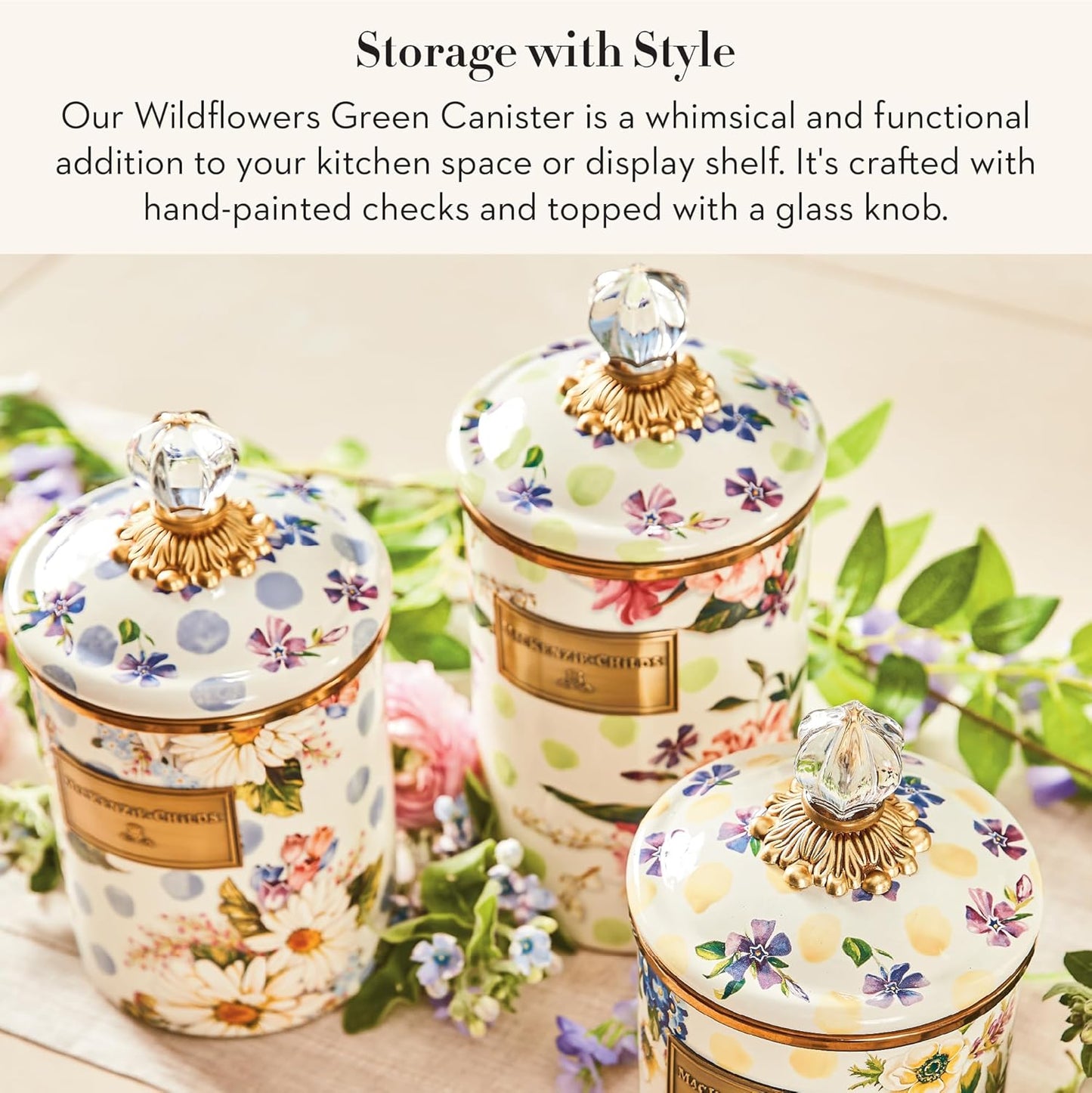 Dluxe Ave. Enamel Canister/Floral Kitchen Storage Container with Lid