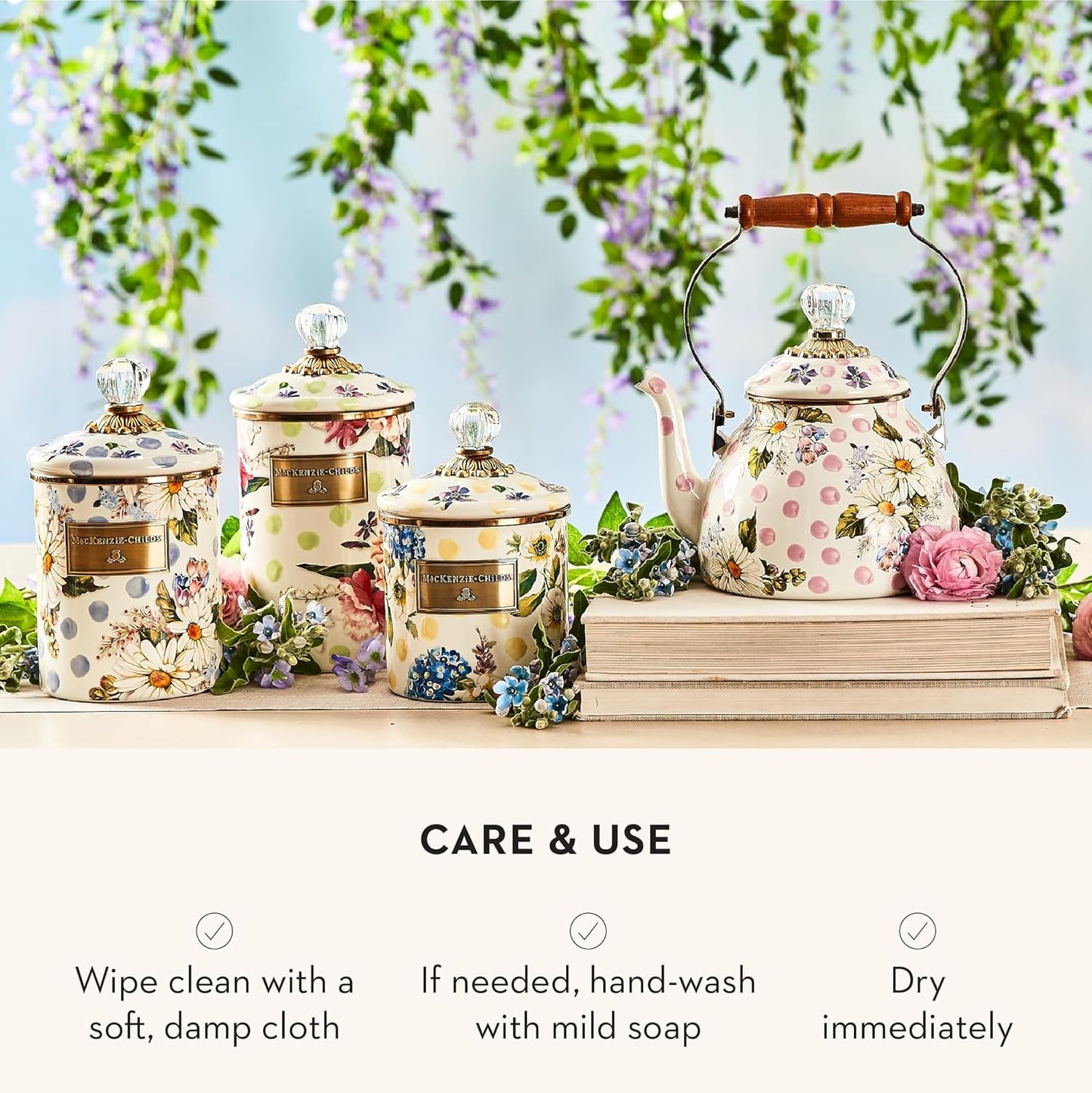 Dluxe Ave. Enamel Canister/Floral Kitchen Storage Container with Lid