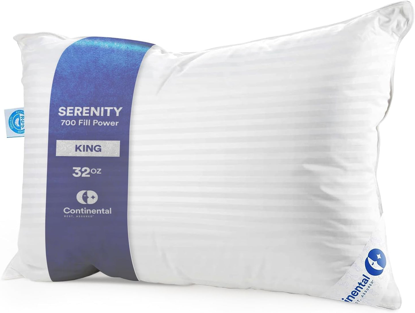 Dluxe Ave. ( KING ) Continental Bedding Luxury Down Pillow, Set of 1, { FIRM } 700 FP