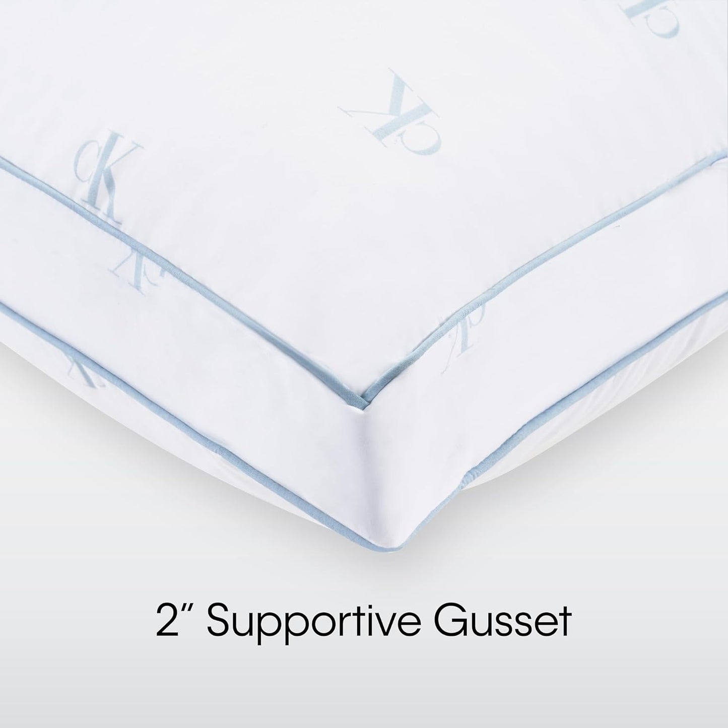 Dluxe Ave. ( QUEEN ) Calvin Klein Logo { EXTRA FIRM } 20" x 28" Set of 2 Bed Pillows/ White, Luxury Hotel Quality