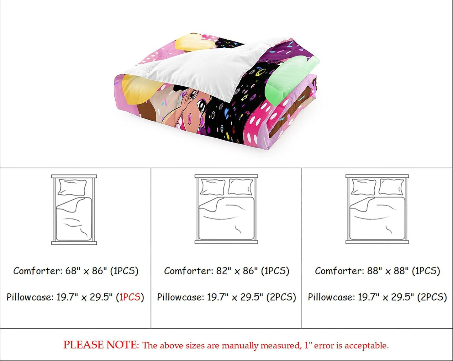 Dluxe Ave. ( QUEEN ) 2 Pcs Comforter and Bedding Set/ Pink
