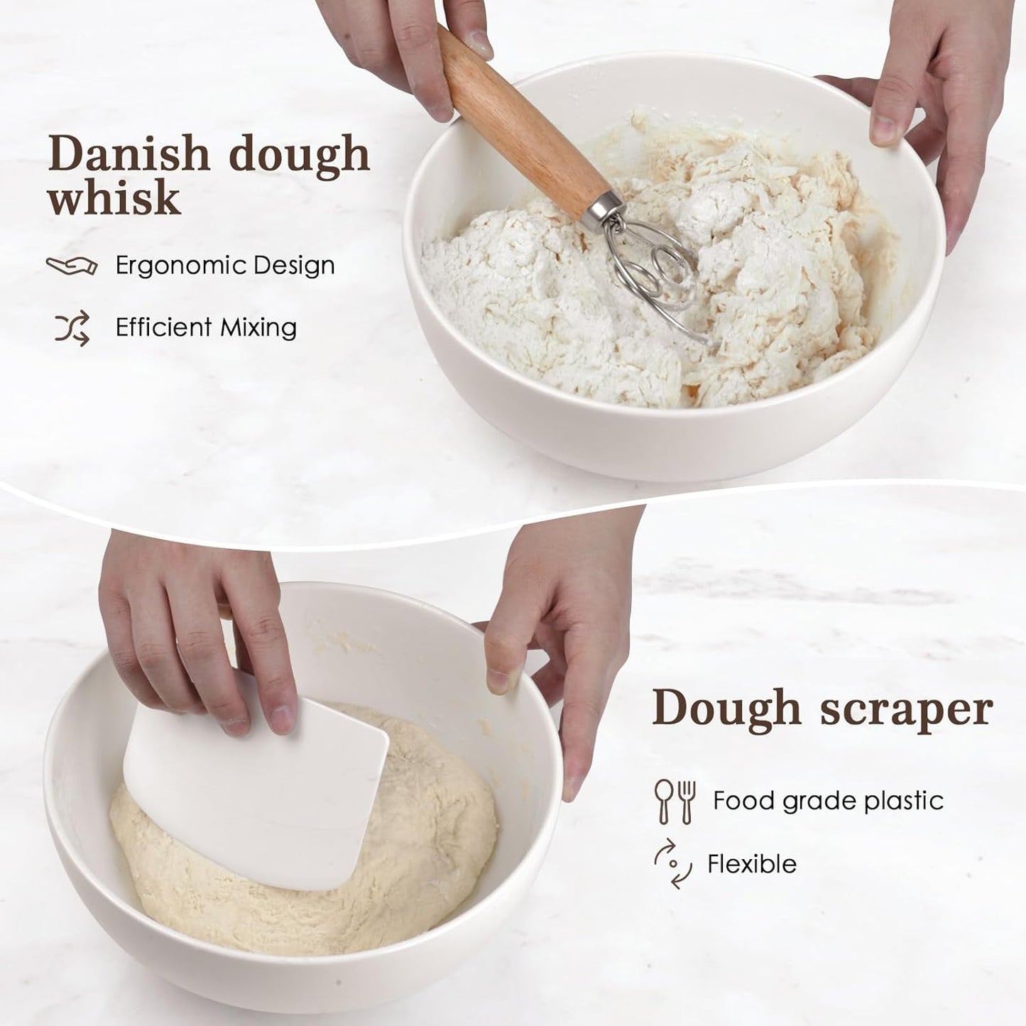 Dluxe Ave. Sourdough Bread Baking Supplies Set/ Basket/ 10 Inch Oval & 9 Inch Round