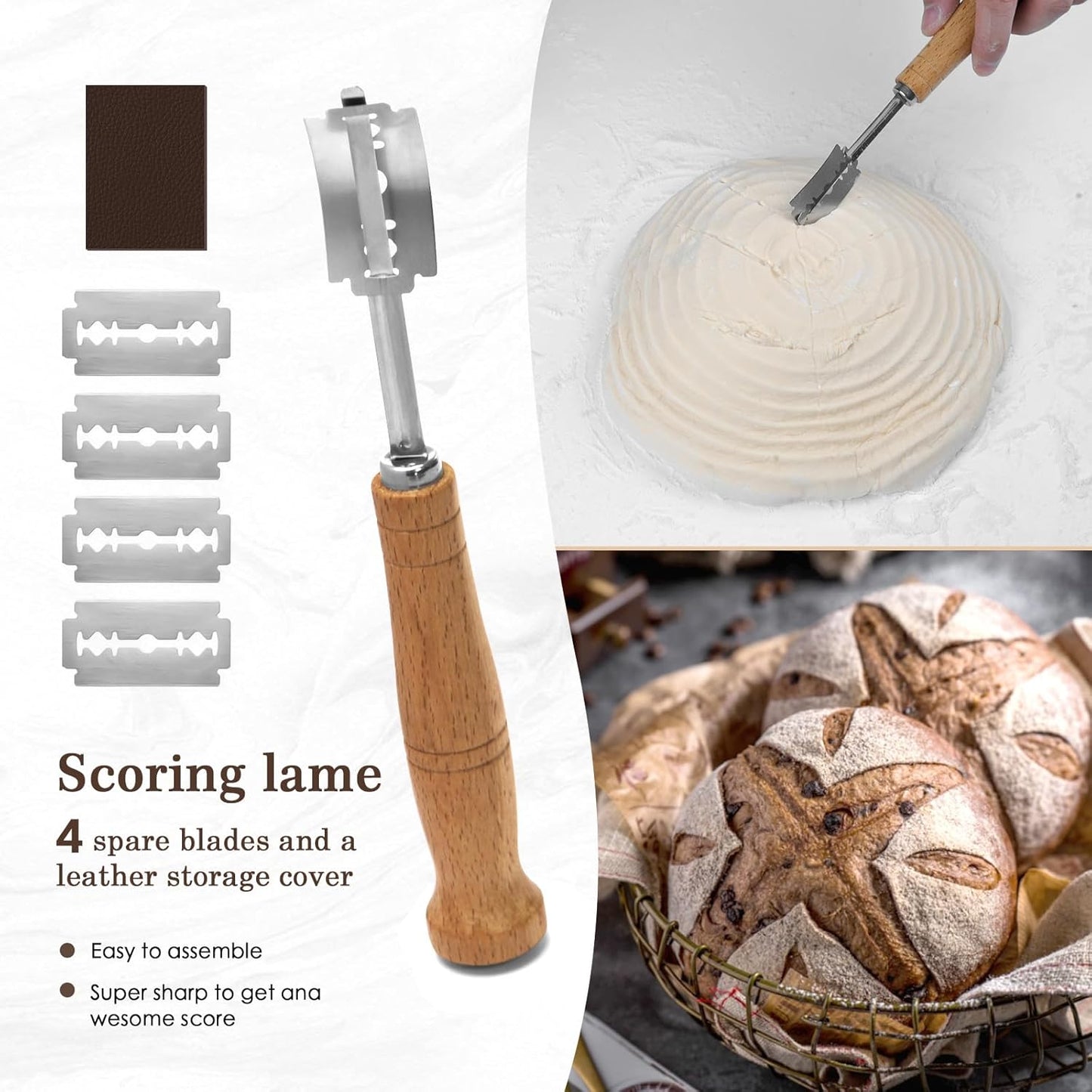 Dluxe Ave. Sourdough Bread Baking Supplies Set/ Basket/ 10 Inch Oval & 9 Inch Round