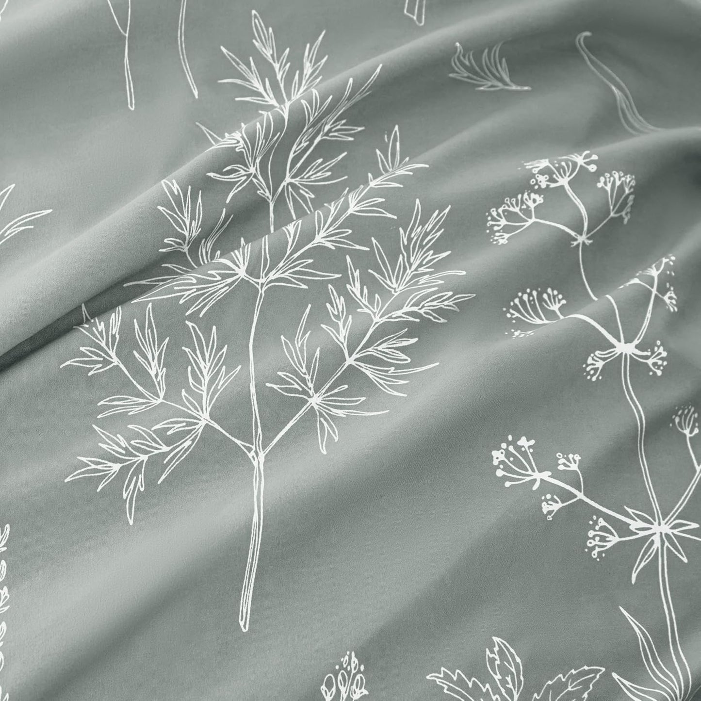 Dluxe Ave. ( KING ) 3 Pcs Comforter Set/ Cute Floral Bedding for All Seasons/ Reversible Botanical Flowers/ Grey