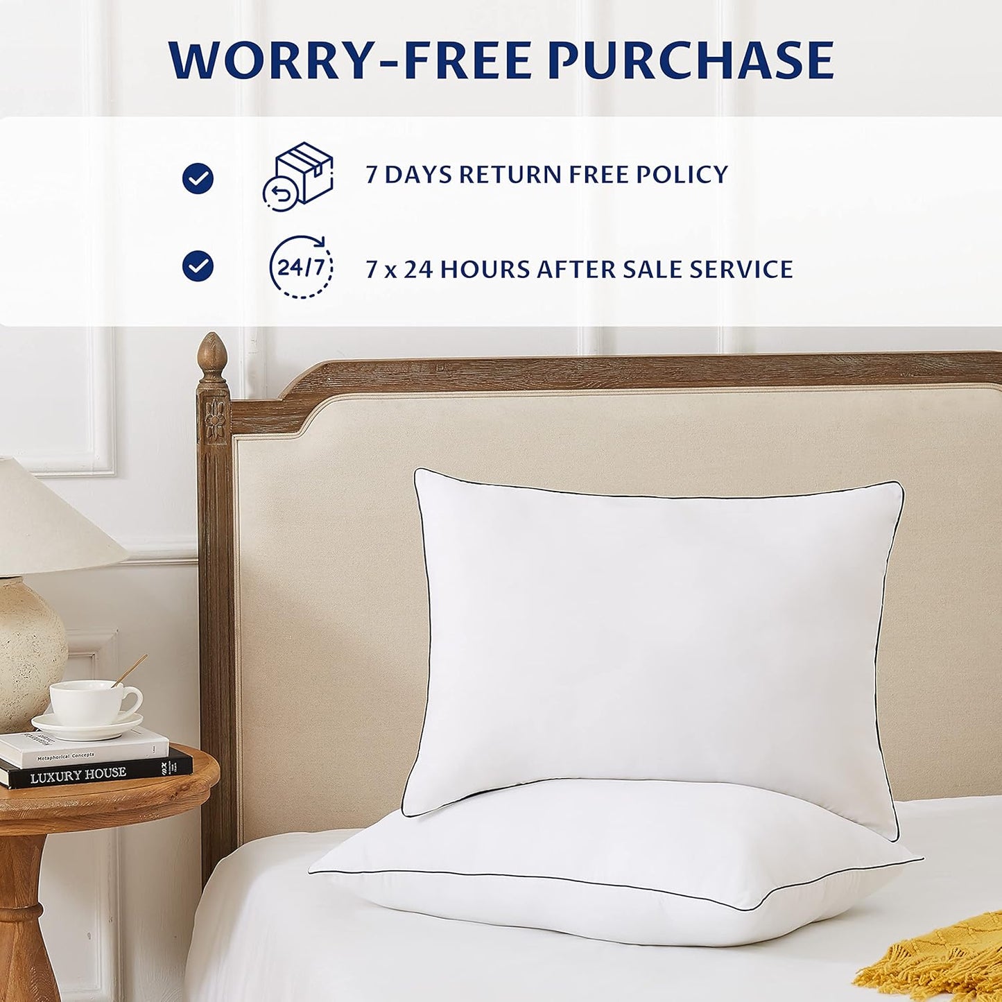 Dluxe Ave. ( KING ) Bed Pillows (20"x36") Set of 2, { SOFT } Luxury Hotel Quality