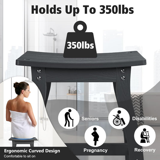 Dluxe Ave. SUEH DESIGN Shower Bench HIPS Shower Chair Waterproof Shower Stool Black