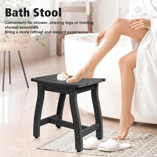 Dluxe Ave. SUEH DESIGN Shower Bench HIPS Shower Chair Waterproof Shower Stool Black