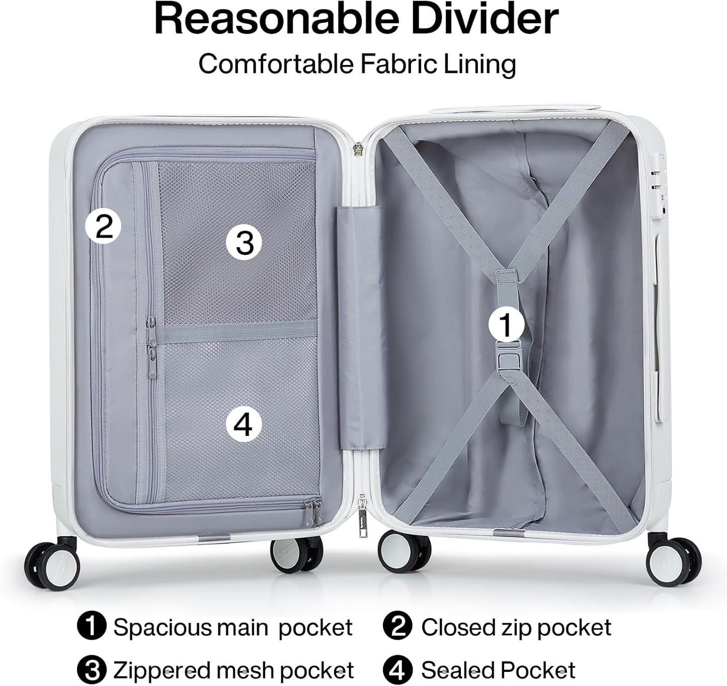 Dluxe Ave. Sets 2 Piece with Spinner Wheels/ 20/28 Inch Hard Shell/ /TSA Approved/ (Smoke White)