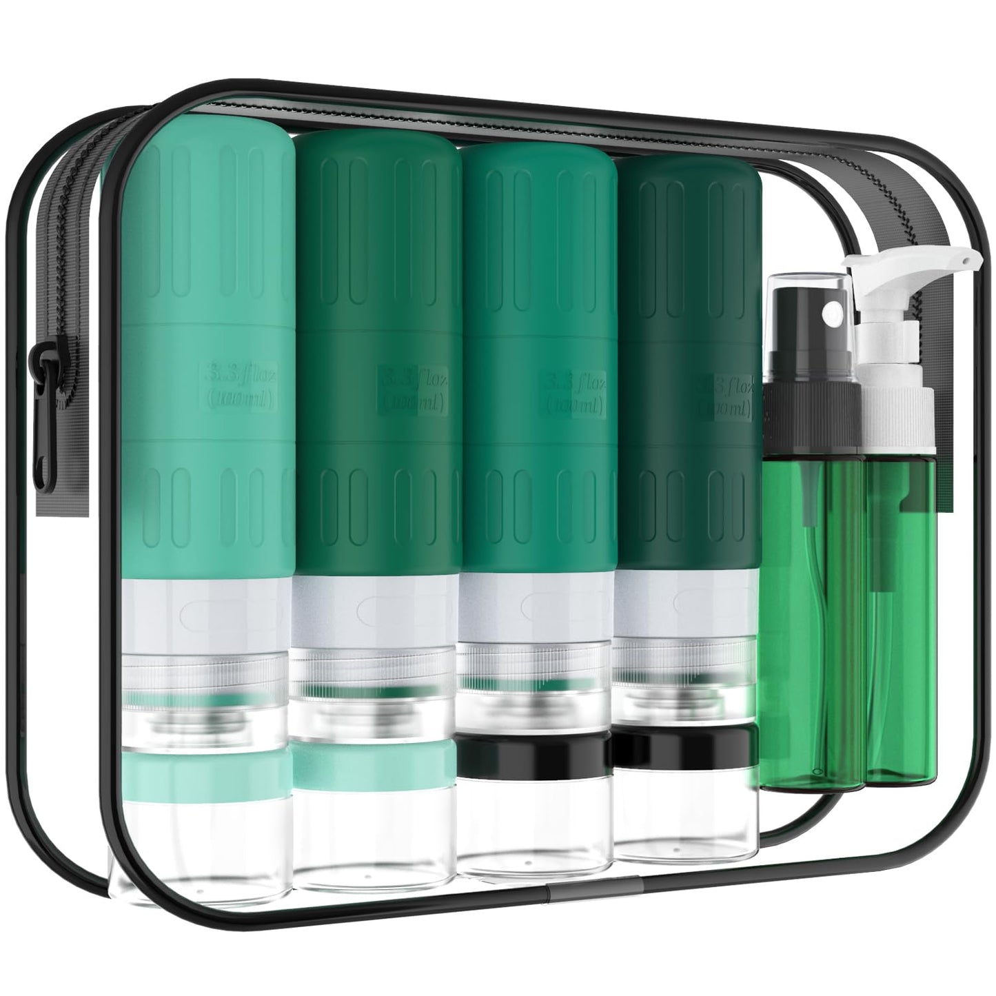 Dluxe Ave. Travel Bottles for Toiletries/ TSA Approved/ 3.3oz Leak Proof Silicone/ 18 Pack Green