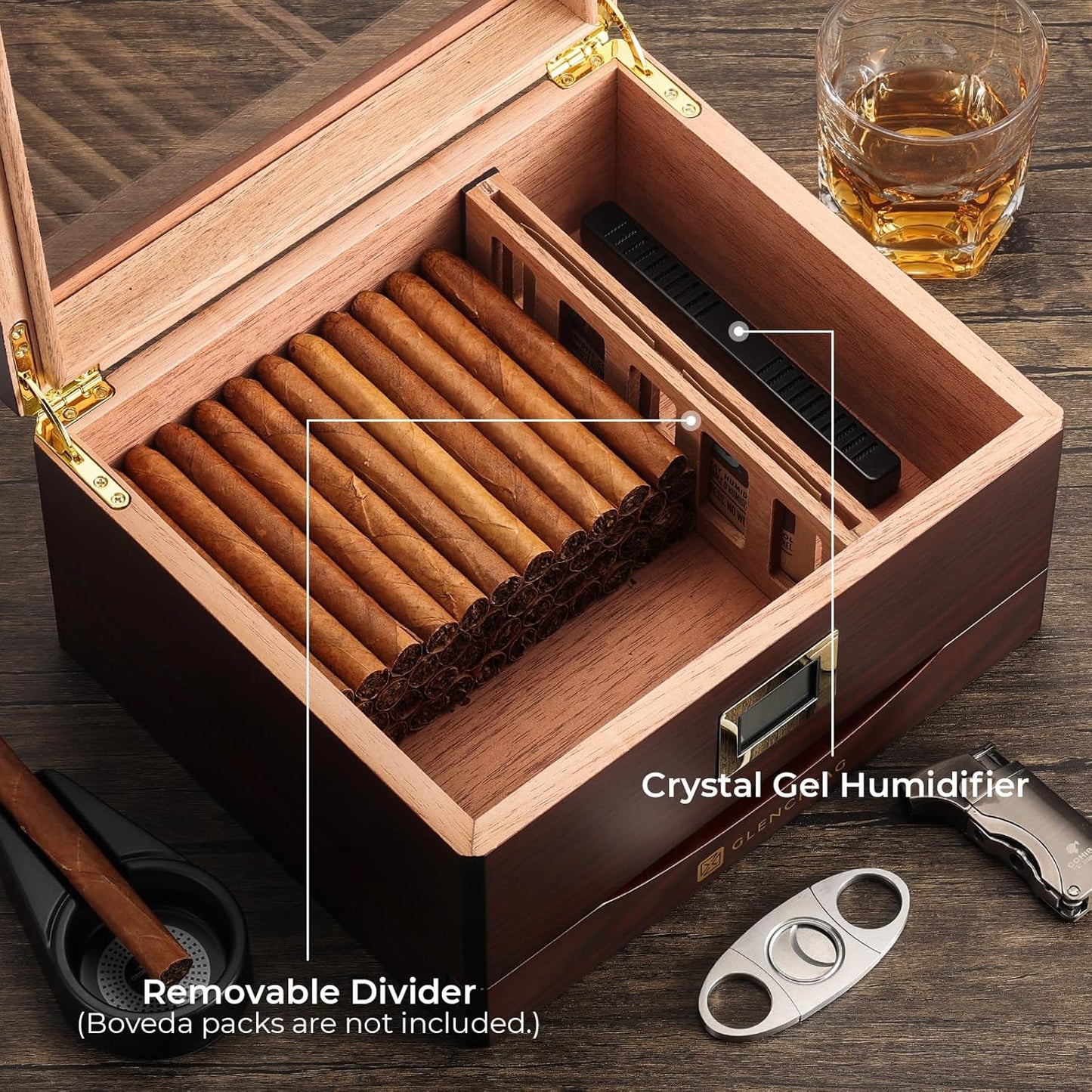 Dluxe Ave. Cigar Humidor Box for 55 Counts
