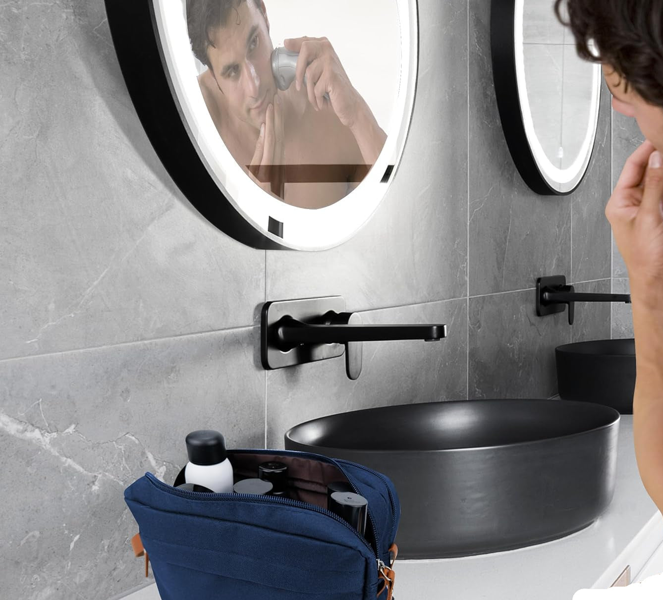 Dluxe Ave. Men Water Resistant Travel Essentials for Toiletries/ 2 Packs/ Black & Navy Blue