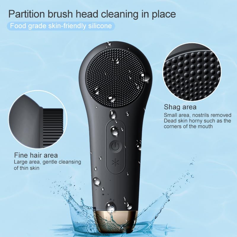 Dluxe Ave. Rechargeable Waterproof for Deep CleansingSilicone Face Cleansing Brush/ Black