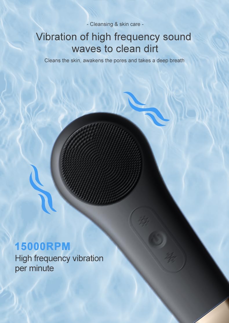 Dluxe Ave. Rechargeable Waterproof for Deep CleansingSilicone Face Cleansing Brush/ Black