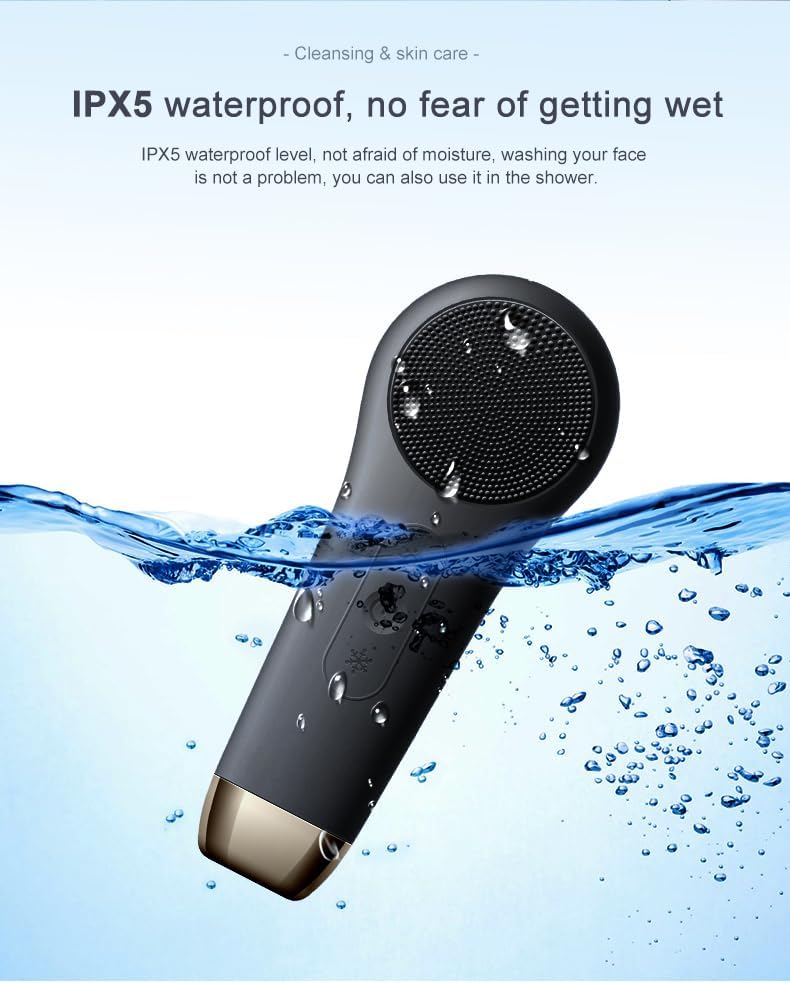 Dluxe Ave. Rechargeable Waterproof for Deep CleansingSilicone Face Cleansing Brush/ Black