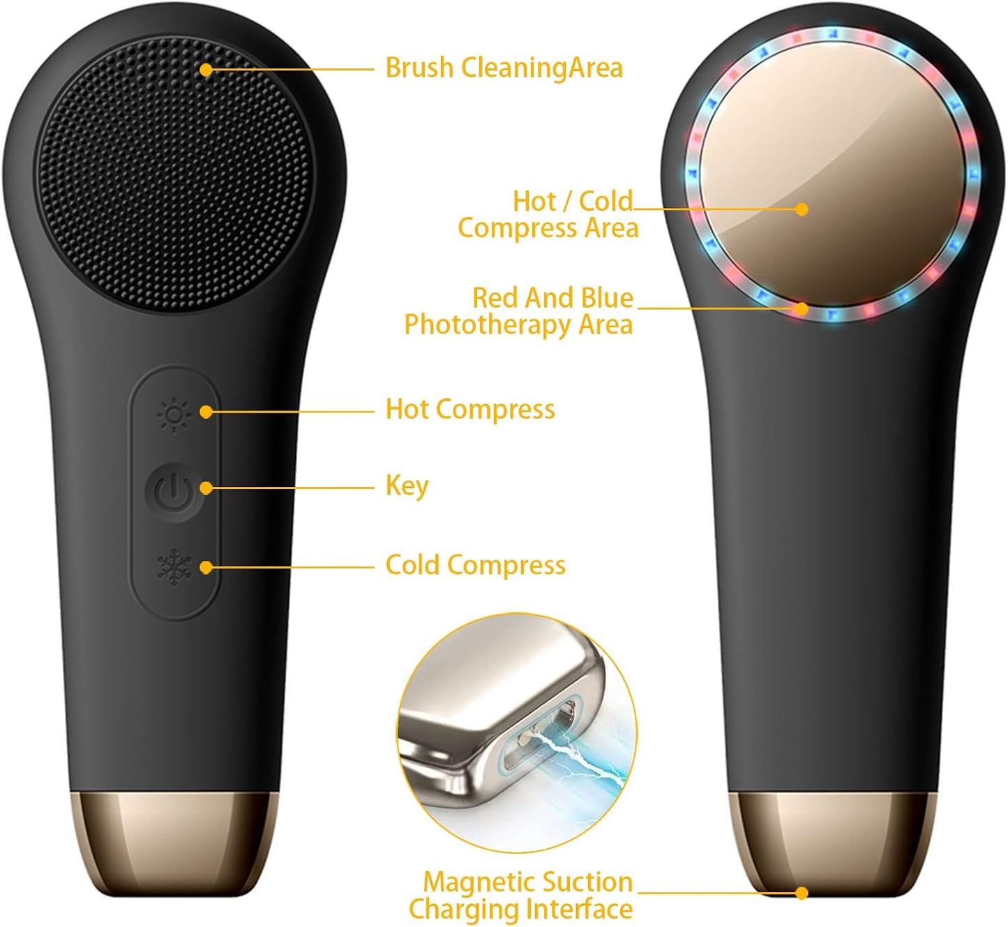 Dluxe Ave. Rechargeable Waterproof for Deep CleansingSilicone Face Cleansing Brush/ Black
