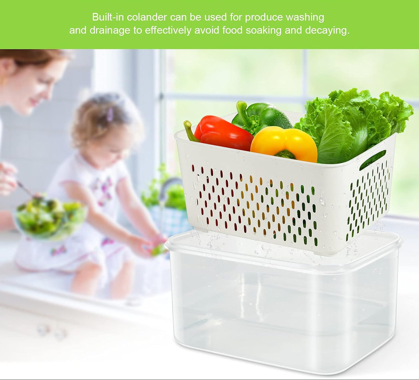 Dluxe Ave. 10 Pieces Fruit Storage Containers for Fridge Organizers and Storage/ 5 Pack Large